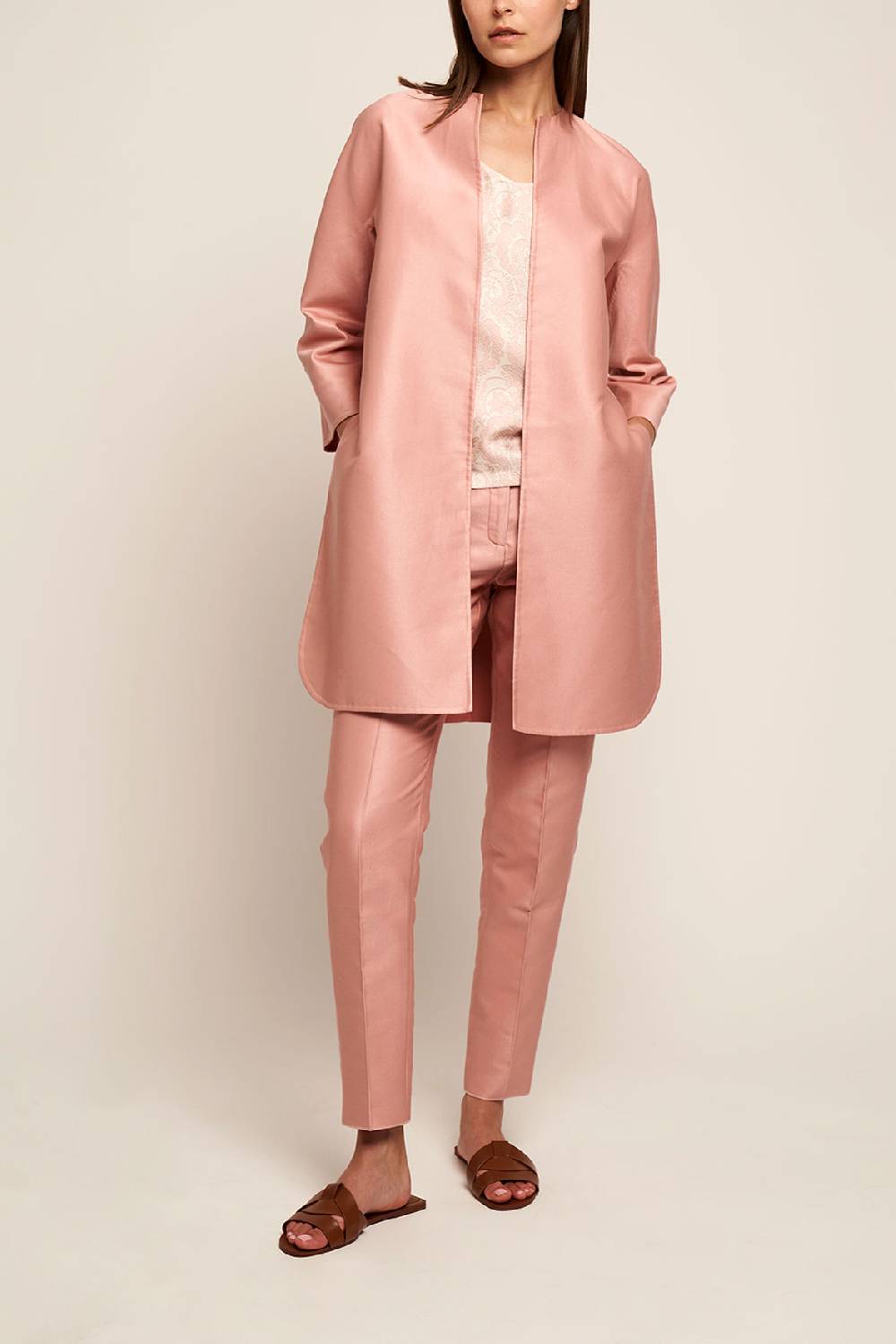 Manzoni 24 Cappotto double cotone-seta con spacchi Manzoni 24 Cappotto double cotone-seta con spacchi