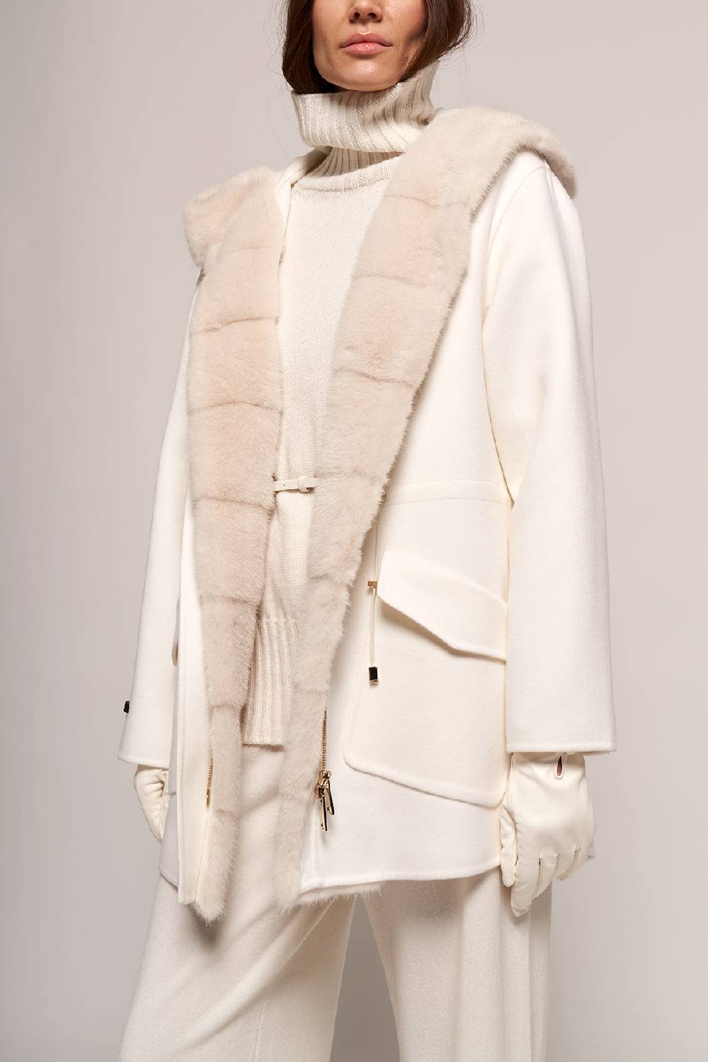 Manzoni 24 Parka in lana con bordo visone Manzoni 24 Parka in lana con bordo visone