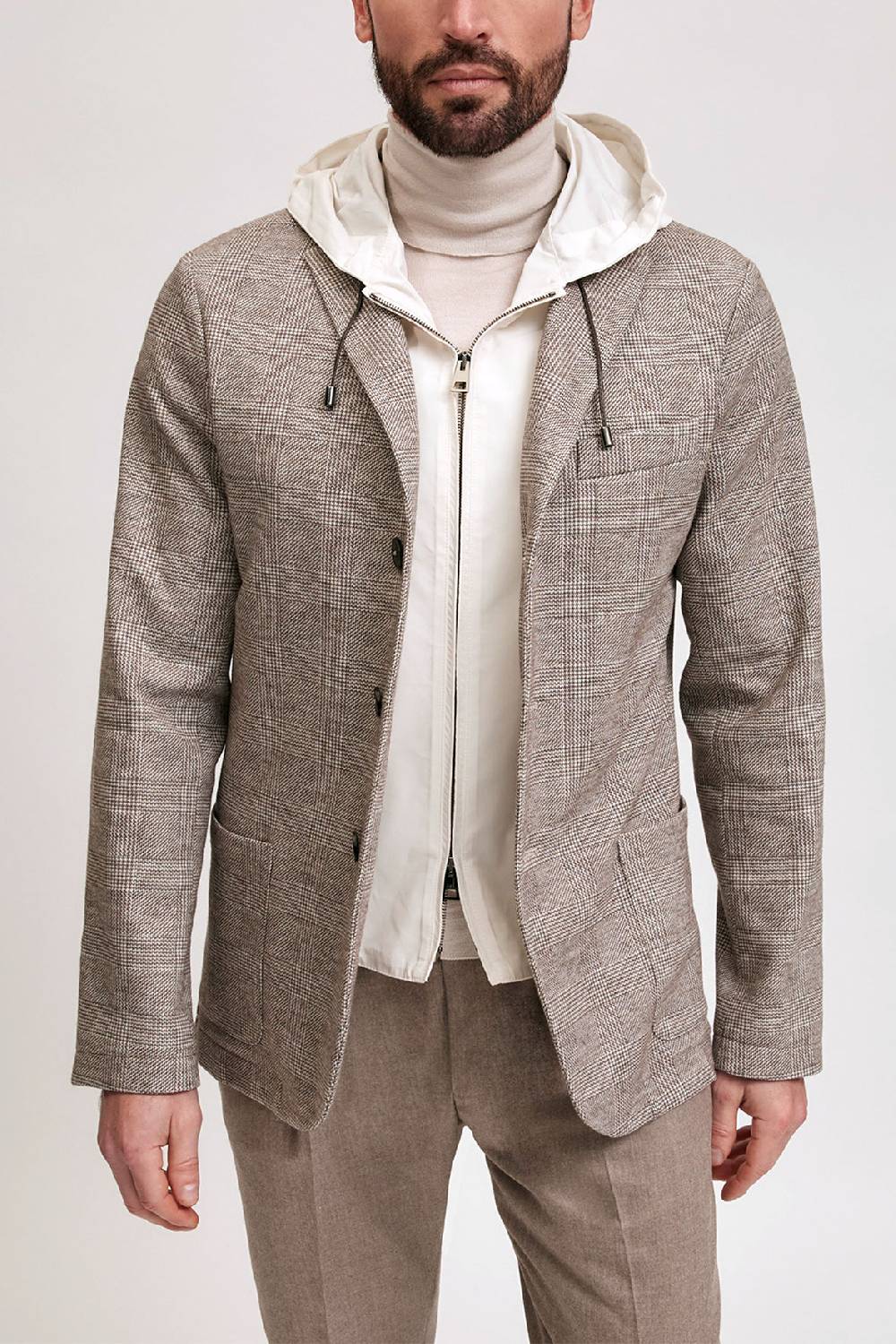 Manzoni 24 Giacca in tessuto jersey principe di Galles con davantino in nylon staccabile Manzoni 24 Giacca in tessuto jersey principe di Galles con davantino in nylon staccabile