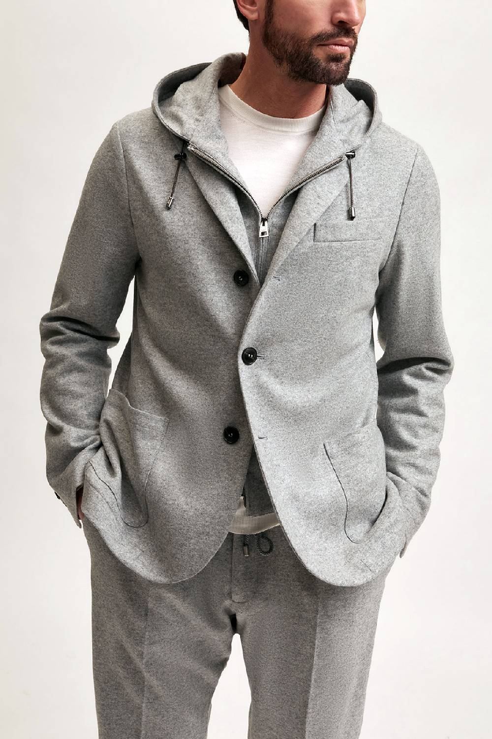 Manzoni 24 Giacca jersey in lana con davantino staccabile Manzoni 24 Giacca jersey in lana con davantino staccabile