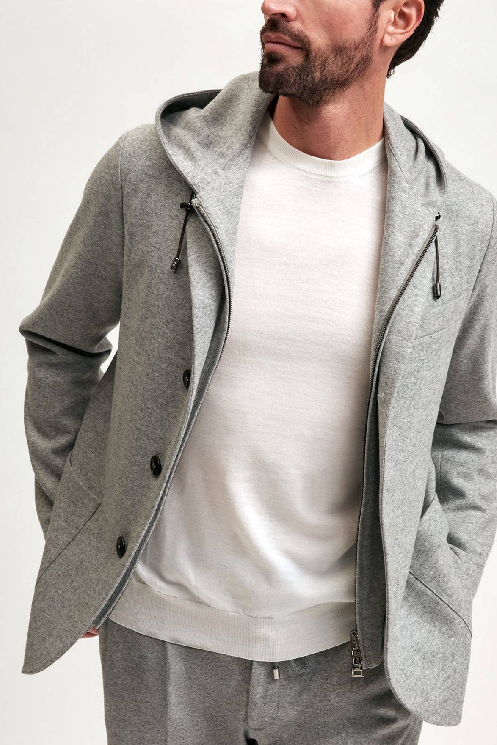 Manzoni 24 Giacca jersey in lana con davantino staccabile Outlet