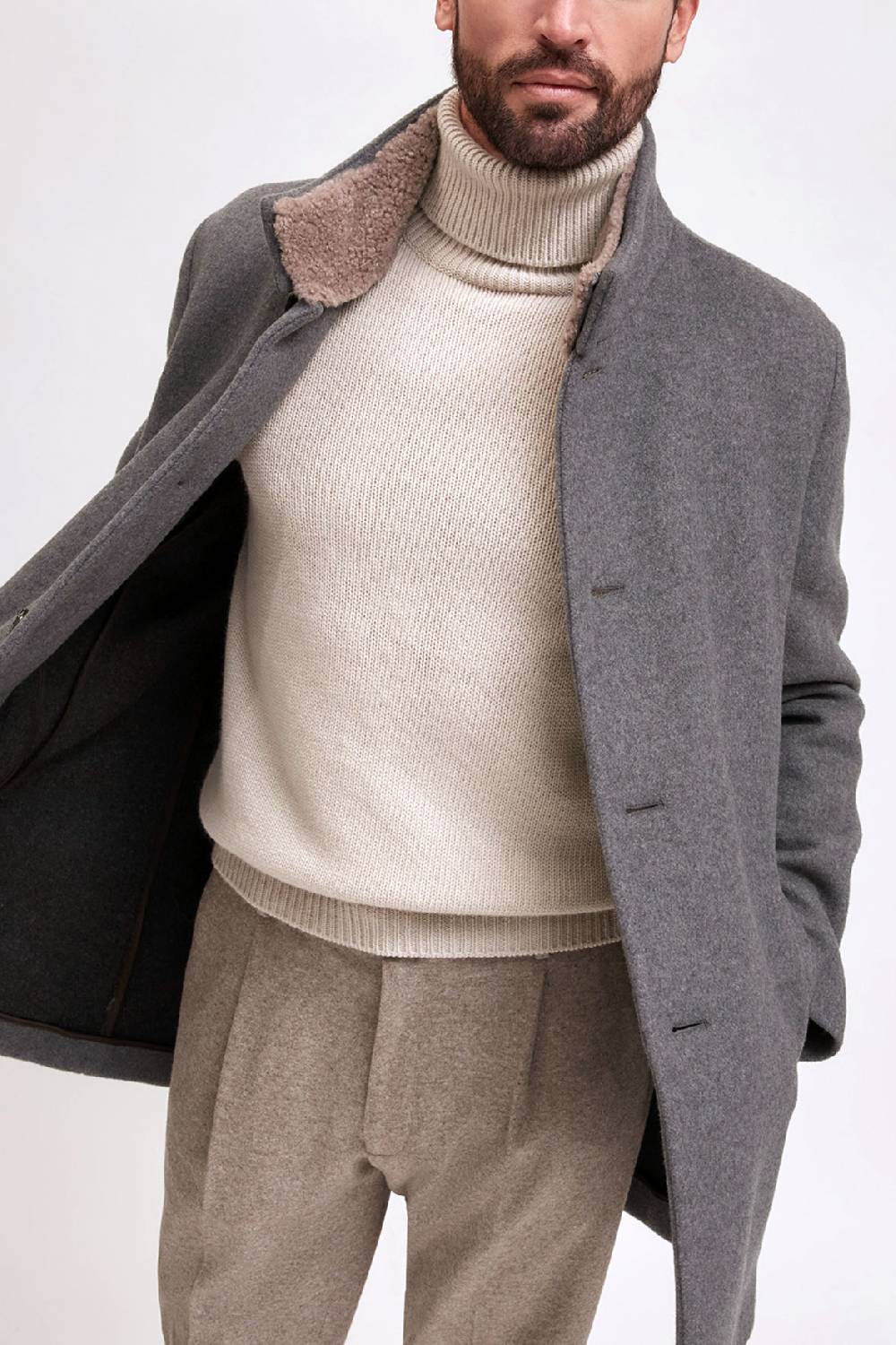 Manzoni 24 Cappotto in lana con collo in montone curly Offerte