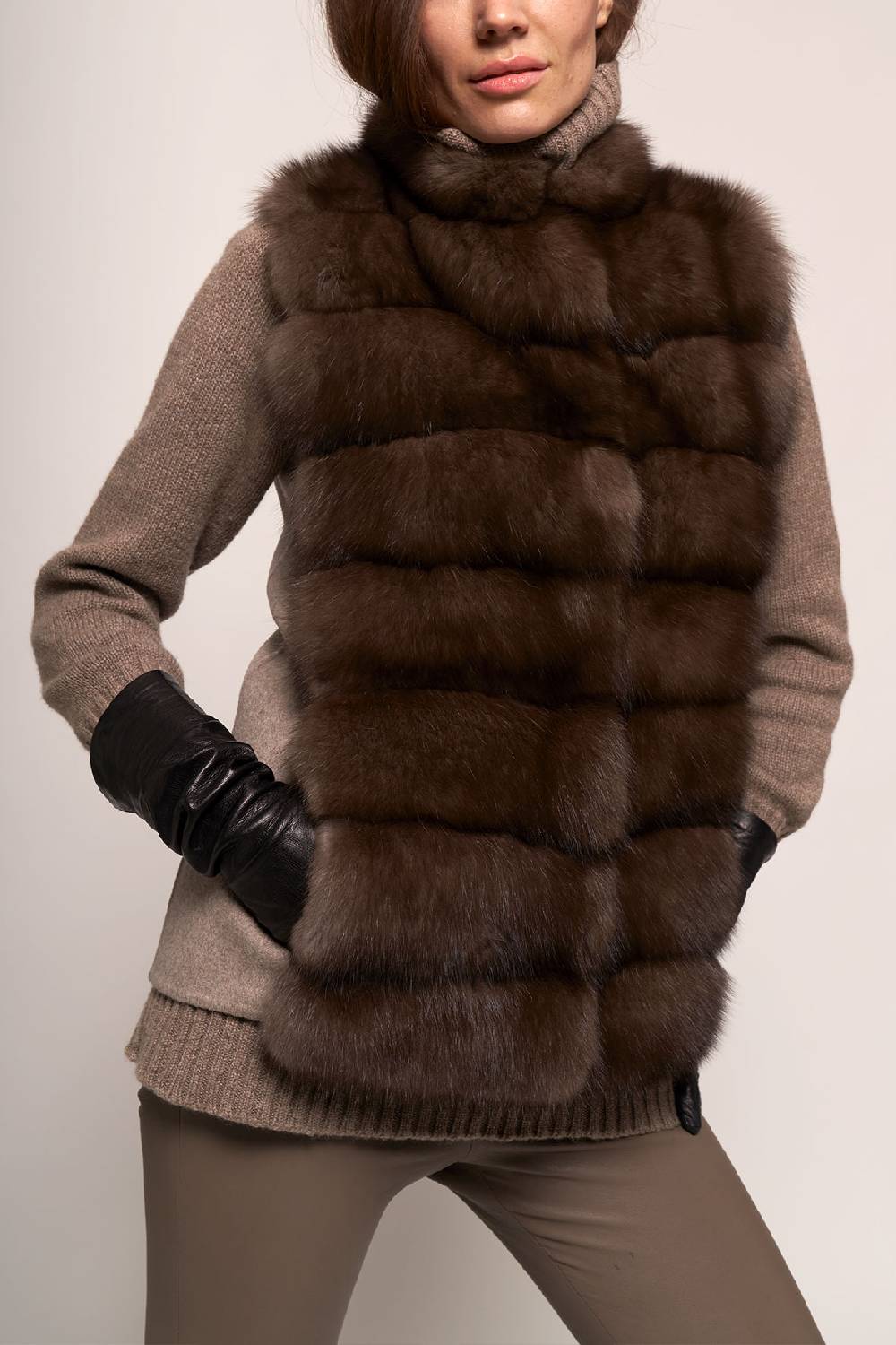 Manzoni 24 Gilet zibellino con tessuto cashmere Loro Piana Italia