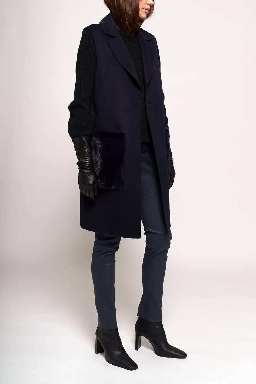 Manzoni 24 Gilet in tessuto cashmere Loro Piana con tasche visone Soddisfazione Garantita