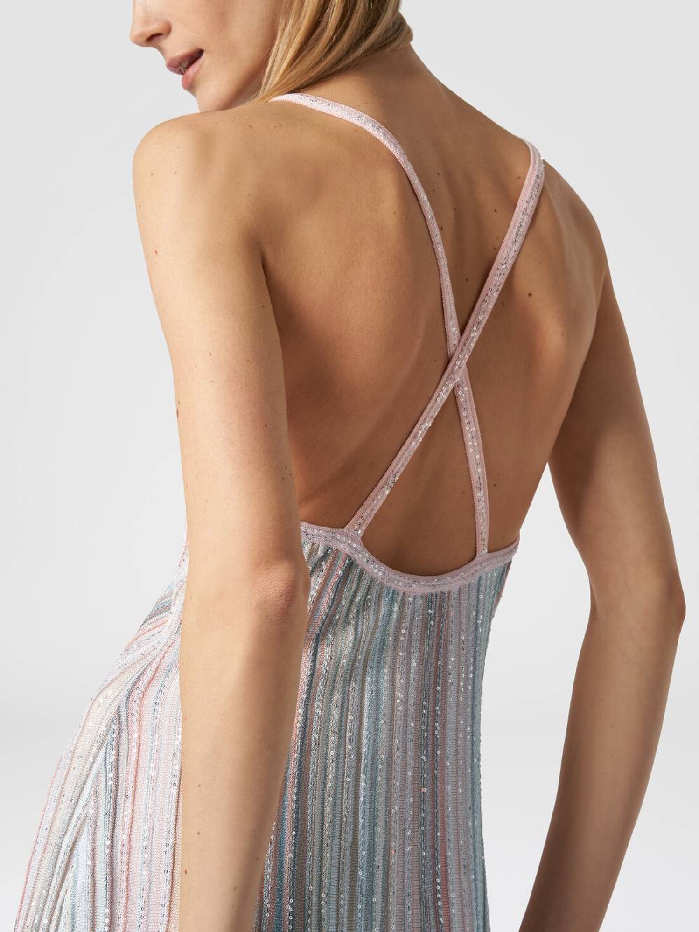 ﻿Missoni Mini-abito in maglia a righe verticali con paillettes Consegna Veloce