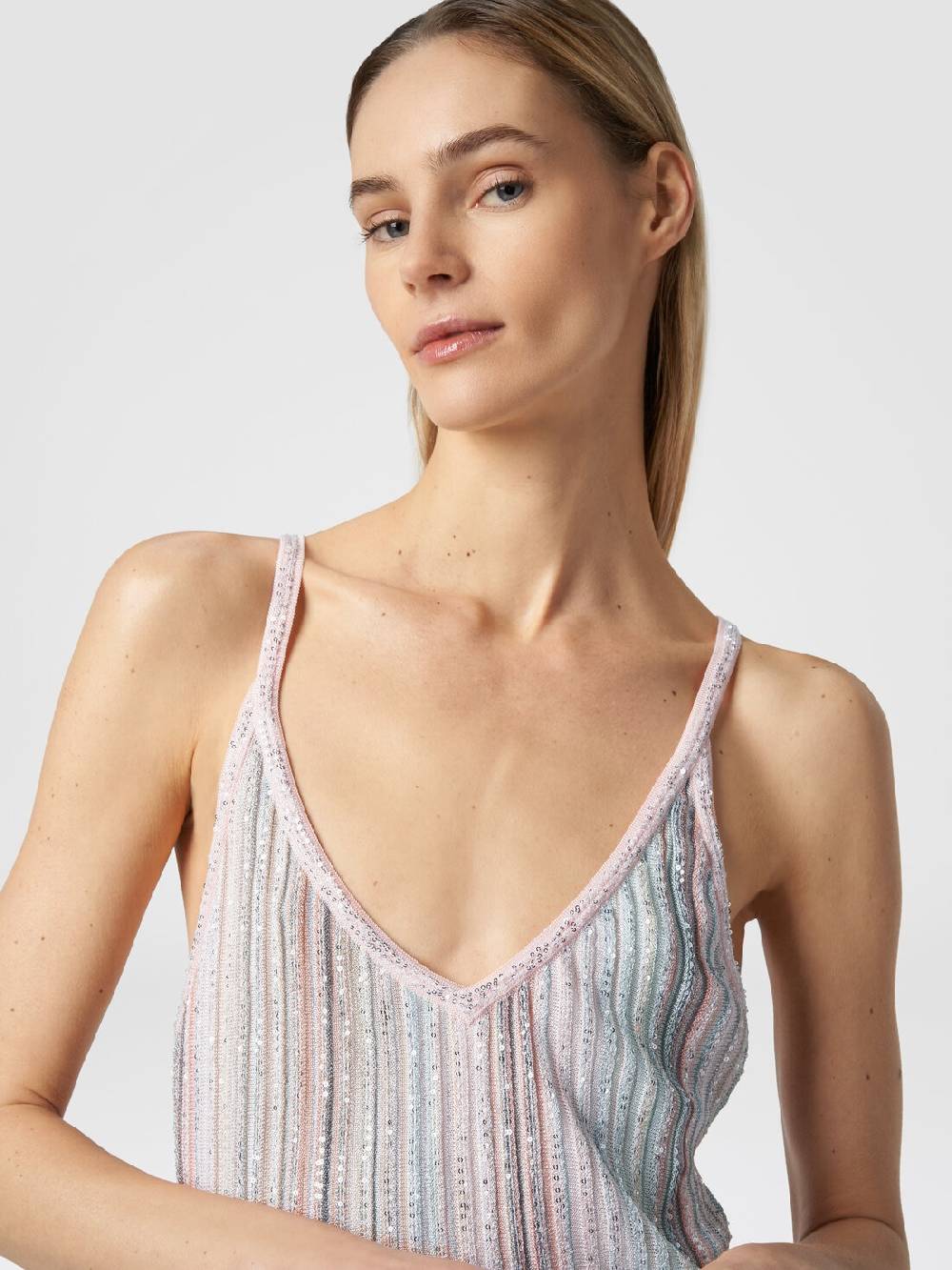 ﻿Missoni Mini-abito in maglia a righe verticali con paillettes Consegna Veloce