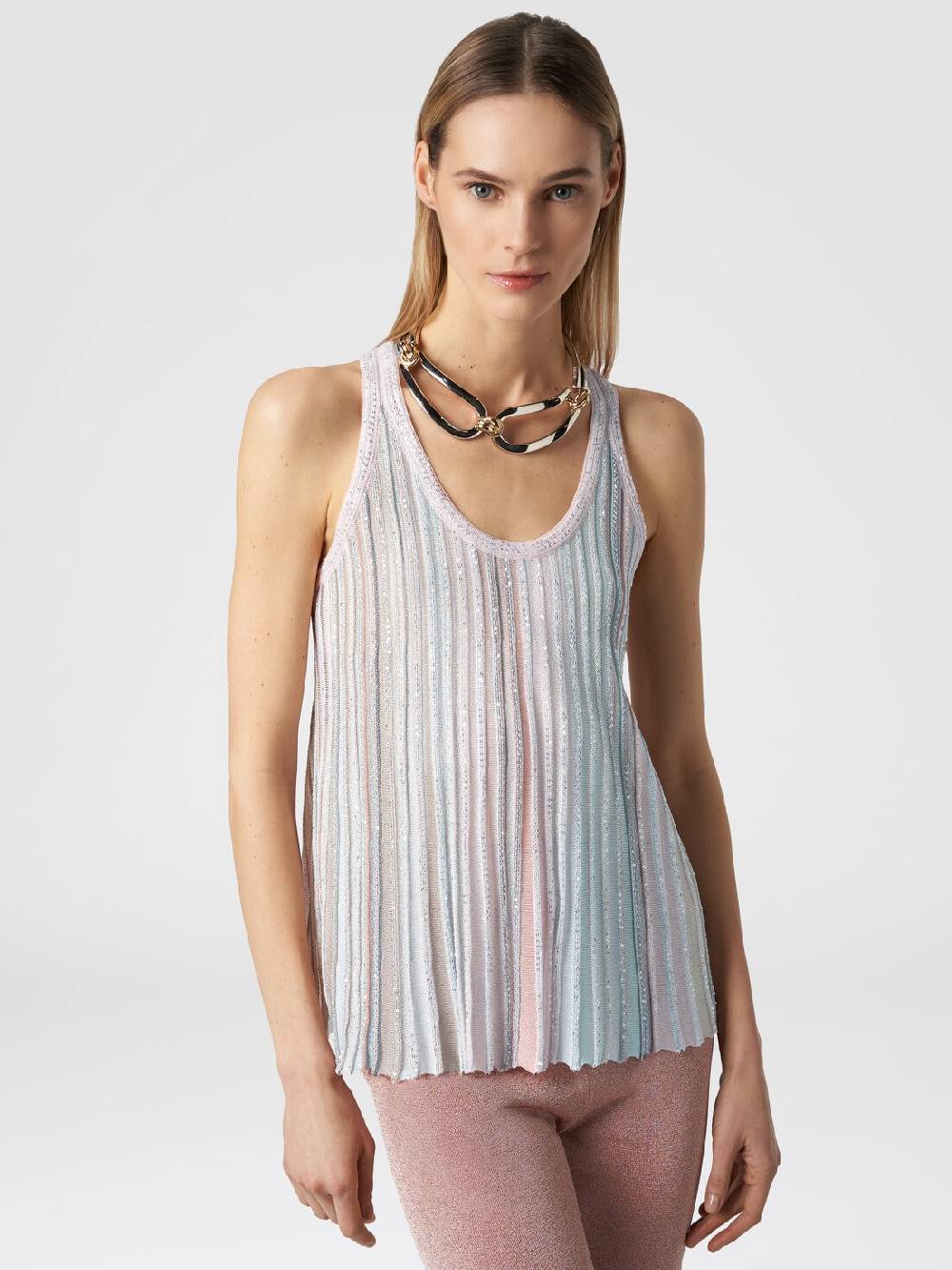 Missoni Canottiera in maglia a righe verticali con paillettes Promozione Limitata