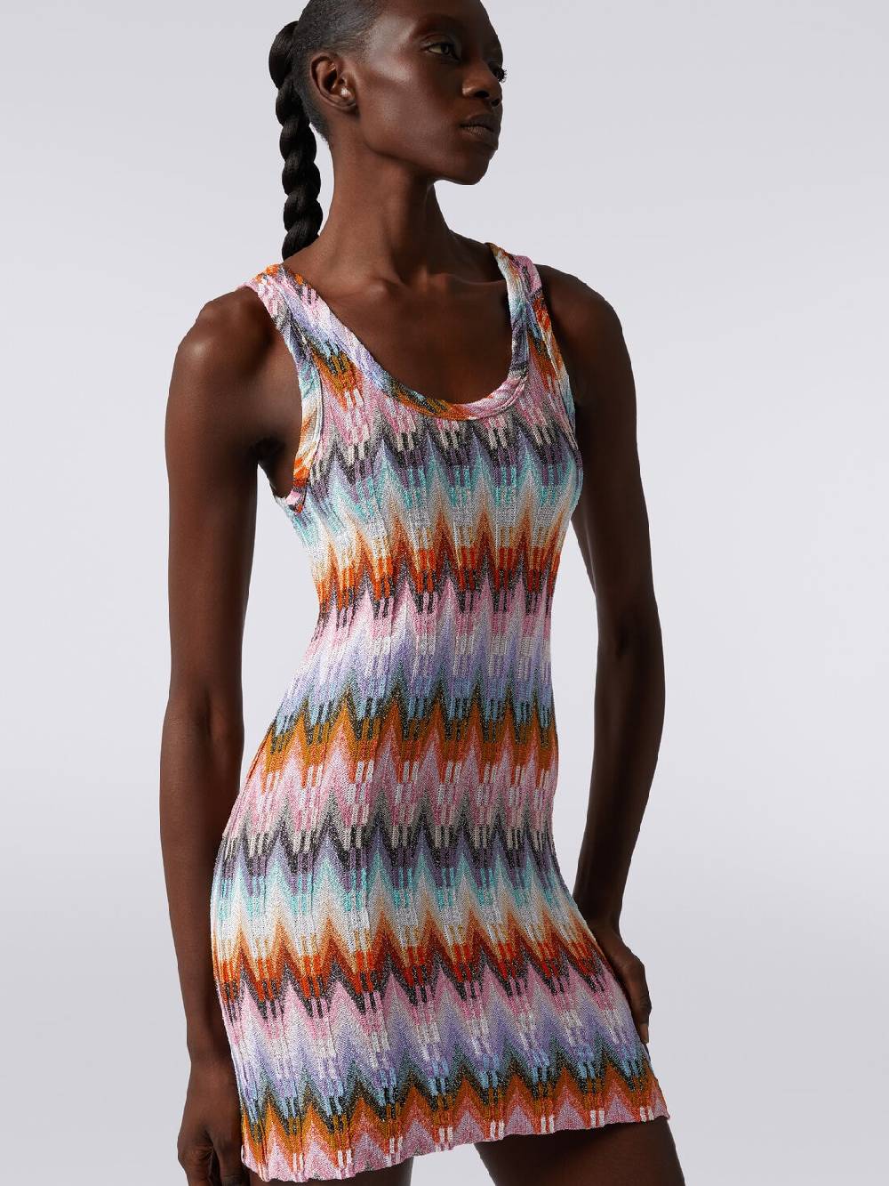 Missoni Mini-abito smanicato in viscosa zig zag con lurex Fino Al -60%