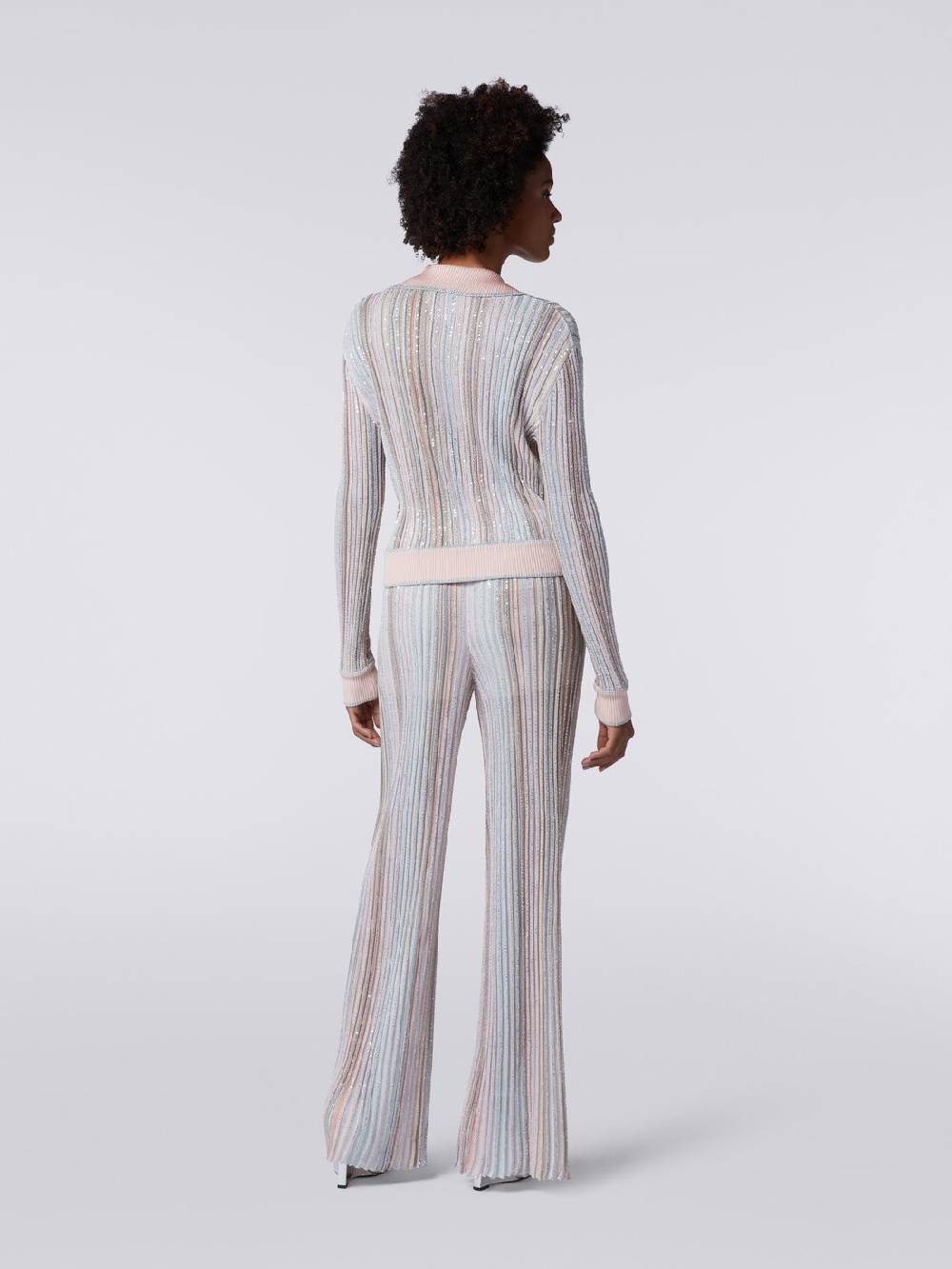 Missoni Pantaloni in maglia a righe verticali con paillettes Sottocosto