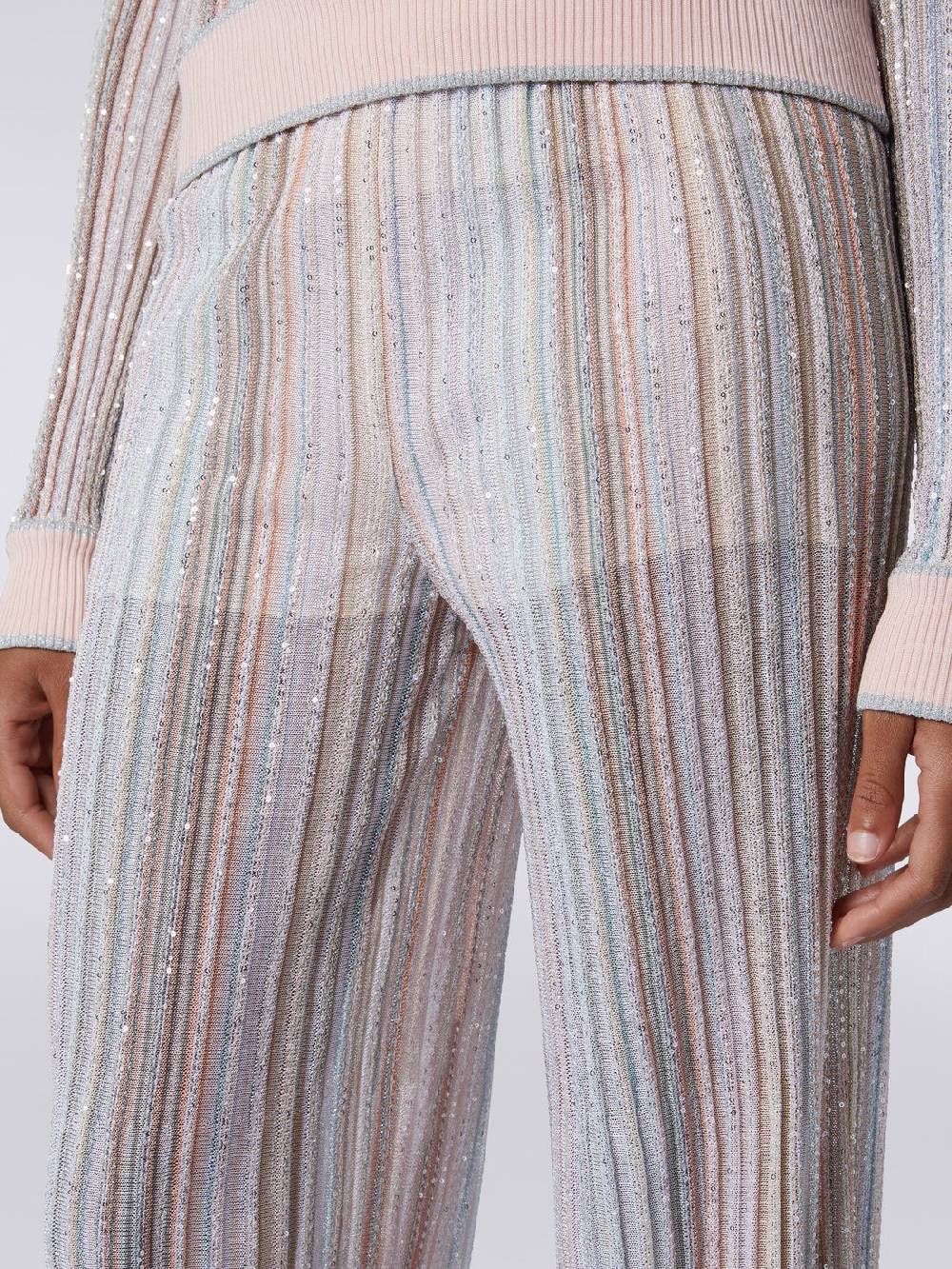 Missoni Pantaloni in maglia a righe verticali con paillettes Sottocosto