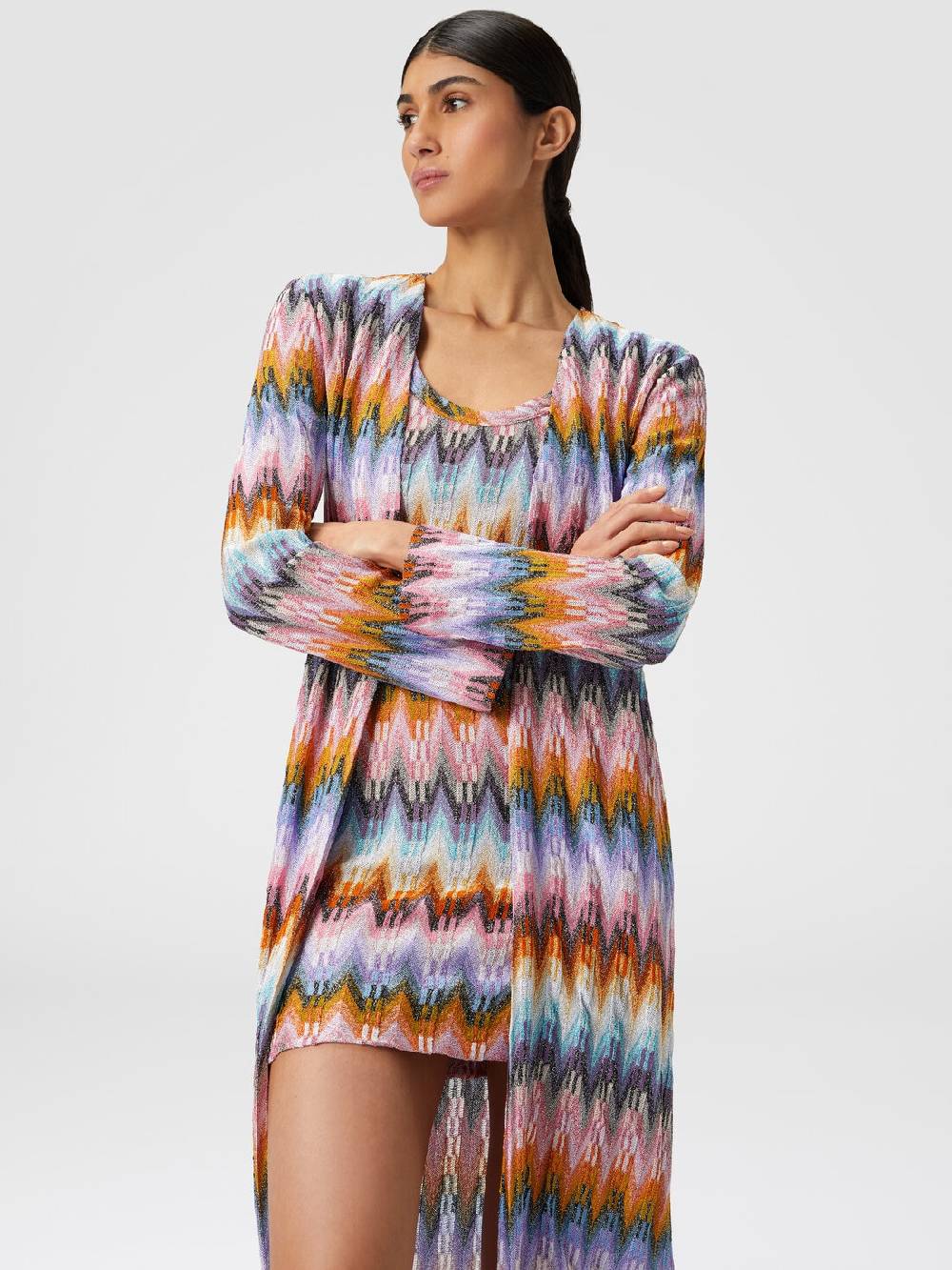 Missoni Cardigan lungo in maglia zig zag lamé Novità