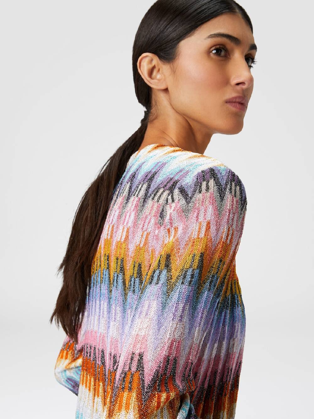 Missoni Cardigan lungo in maglia zig zag lamé Novità