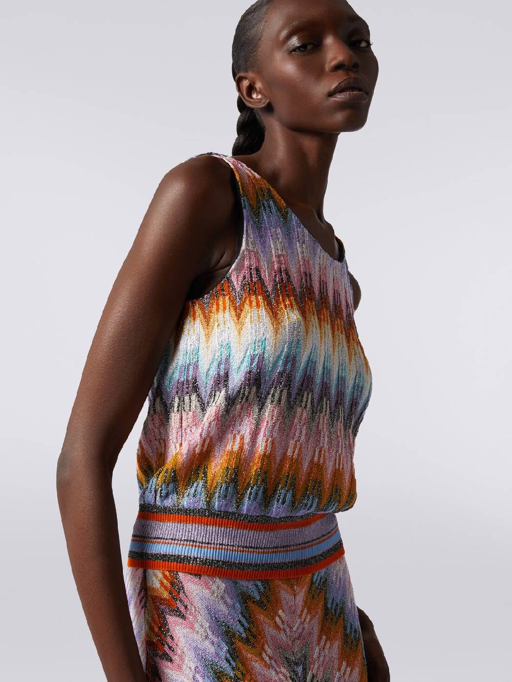 Missoni Top senza maniche in viscosa zig zag con lurex Presa