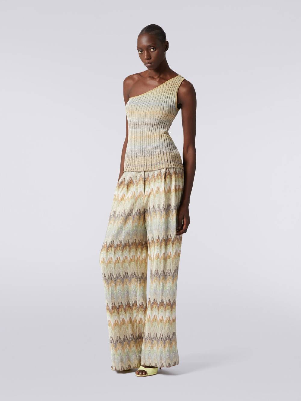 Missoni Top monospalla in viscosa lamé a costine Sconto