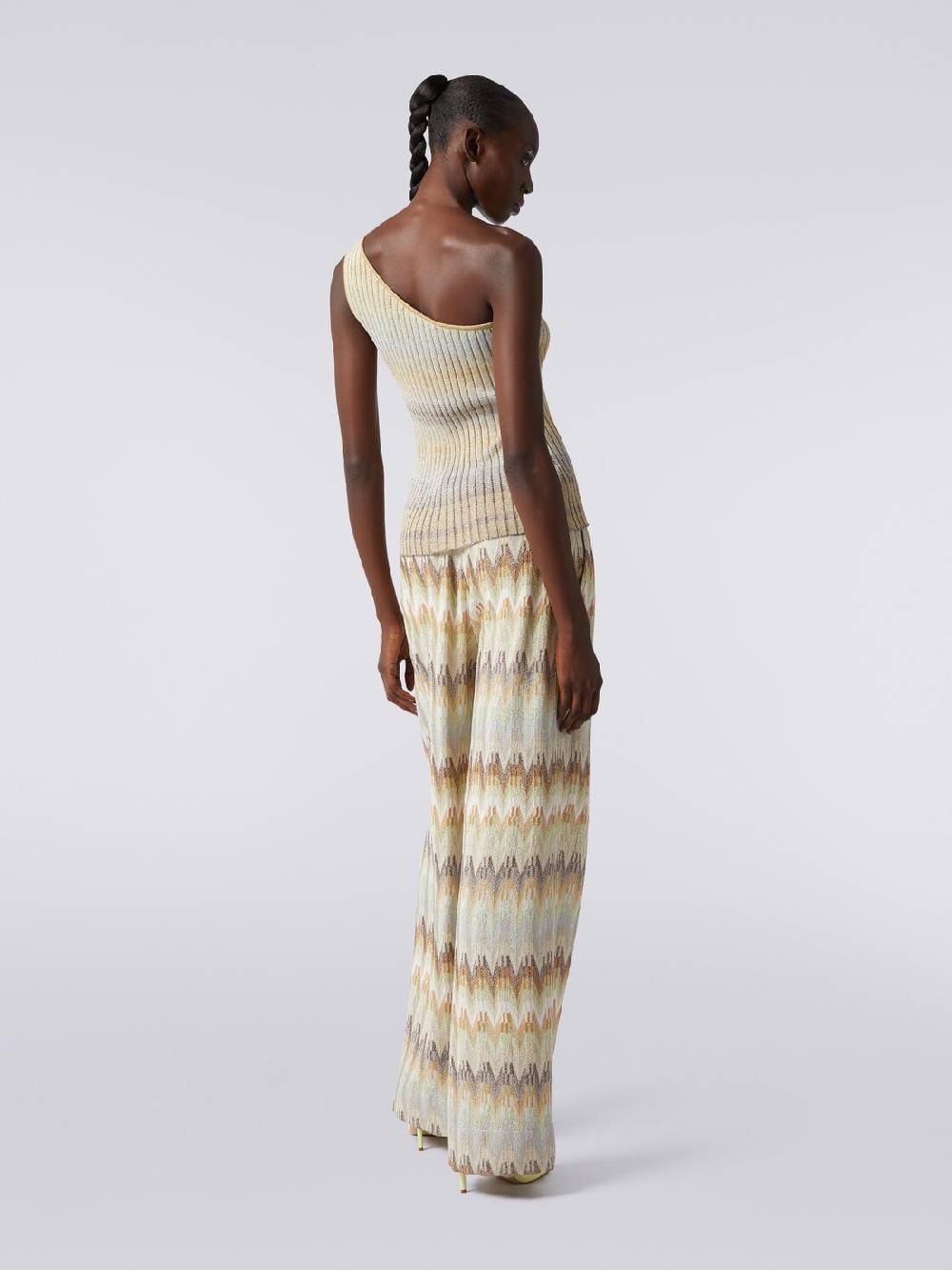 Missoni Top monospalla in viscosa lamé a costine Sconto