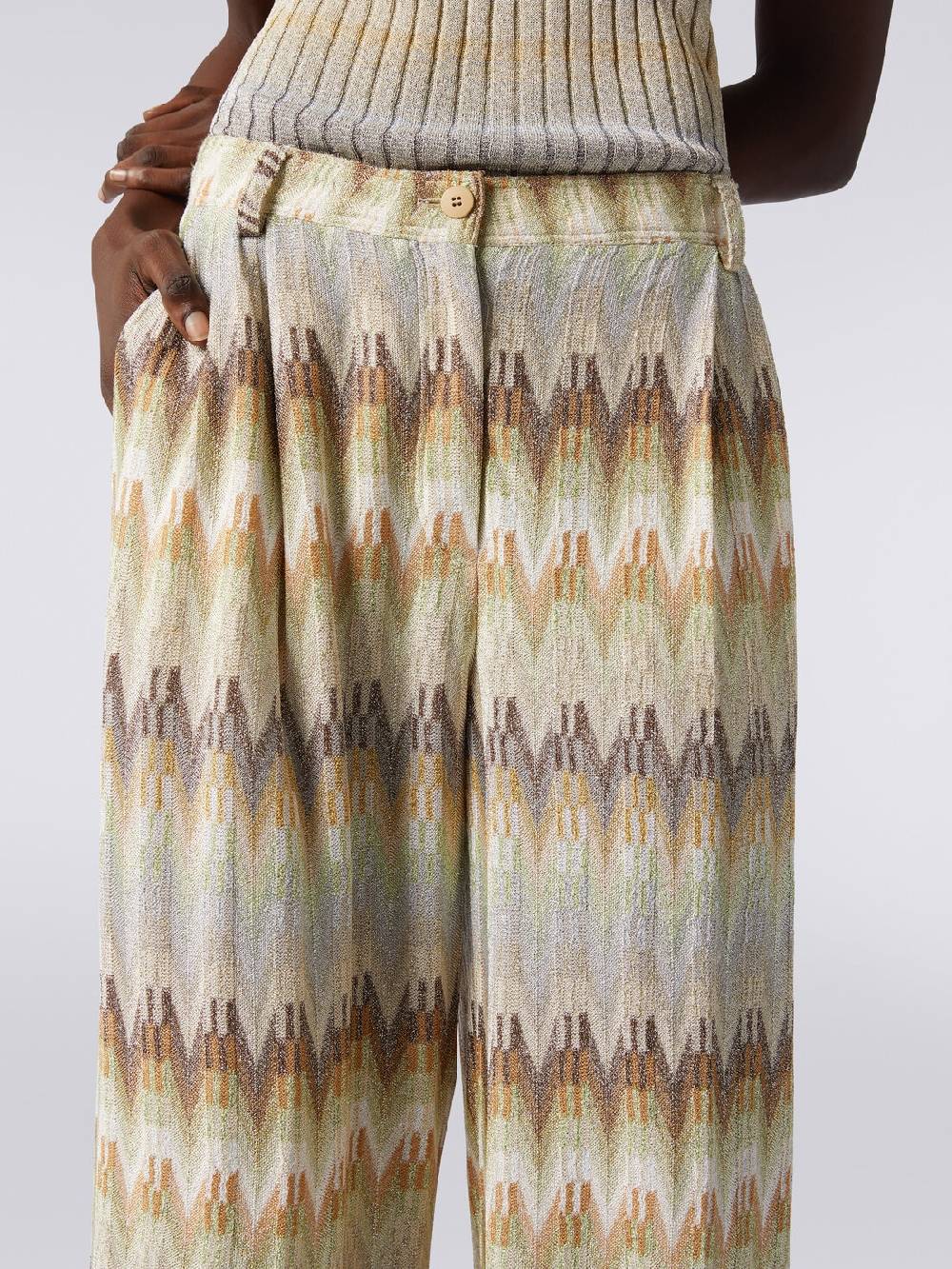 Missoni Pantaloni classici in viscosa zig zag con lurex Offerta
