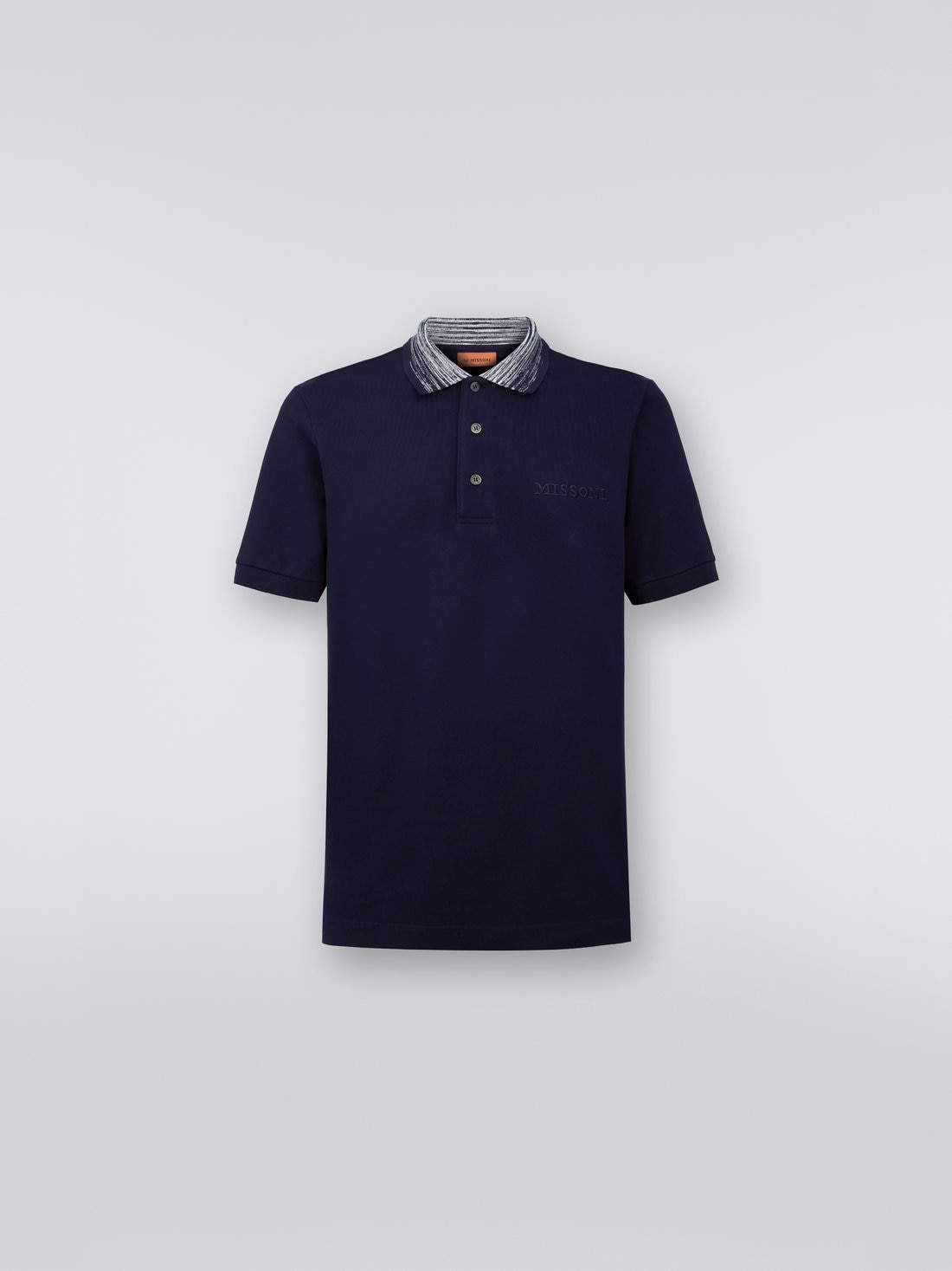 Missoni Polo in cotone con colletto fiammato e scritta logo Negozio