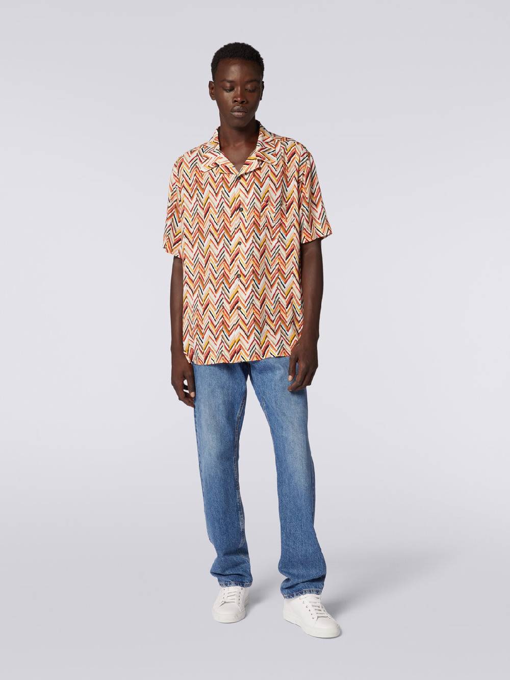 Missoni Camicia a maniche corte in viscosa con stampa zig zag In Linea
