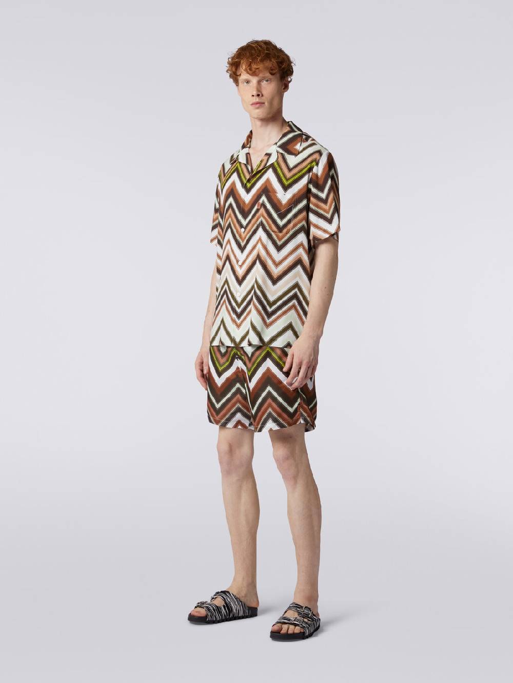Missoni Camicia a maniche corte in viscosa con stampa chevron Promozione Limitata