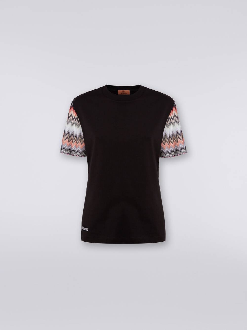 Missoni T-shirt girocollo in cotone con inserti zig zag Hotsell