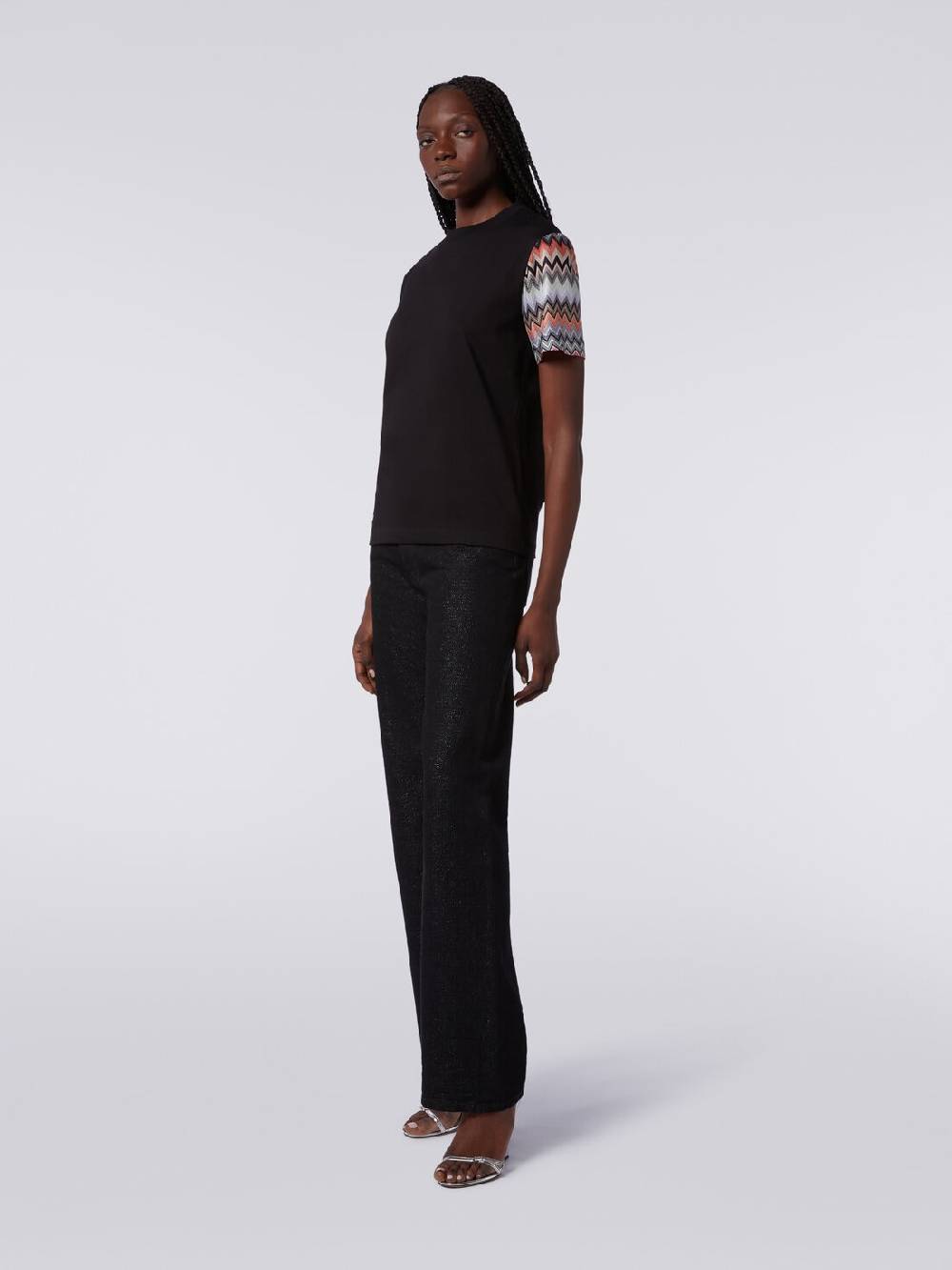 Missoni T-shirt girocollo in cotone con inserti zig zag Hotsell