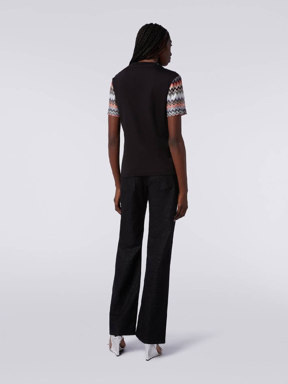 Missoni T-shirt girocollo in cotone con inserti zig zag Hotsell