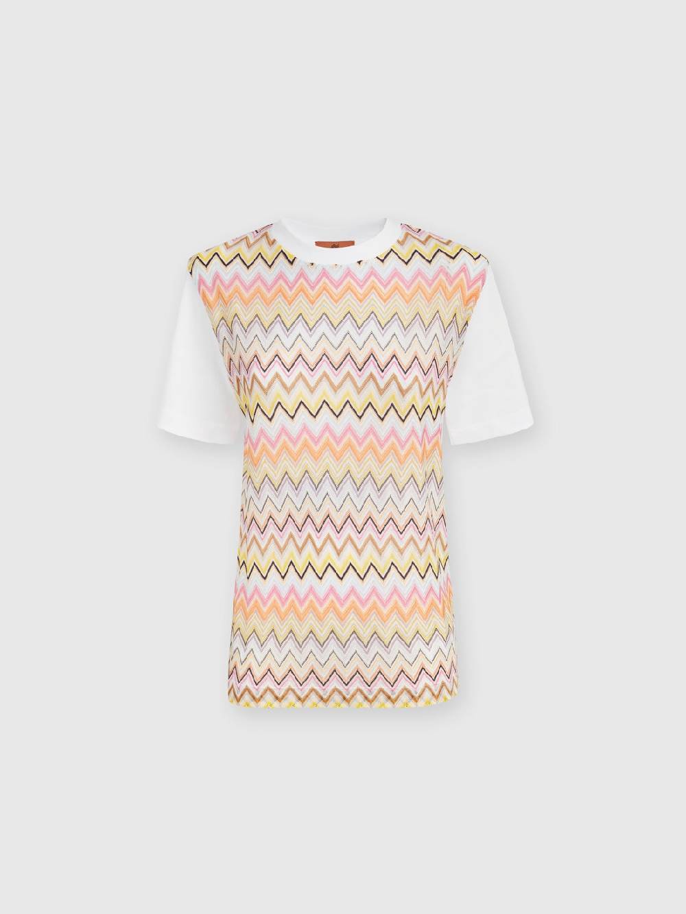Missoni T-shirt in jersey di cotone con inserti chevron In Linea