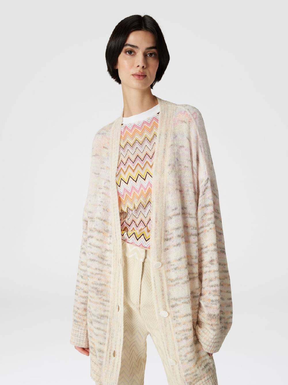 Missoni T-shirt in jersey di cotone con inserti chevron In Linea