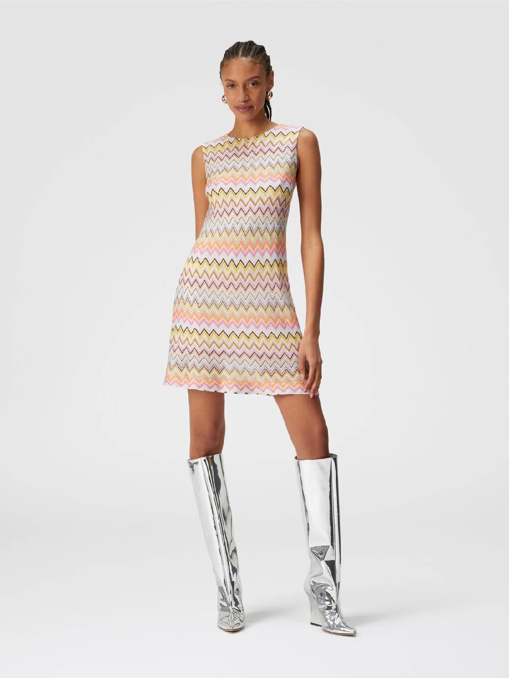 Missoni Mini-abito senza maniche in viscosa zig zag Nuovo