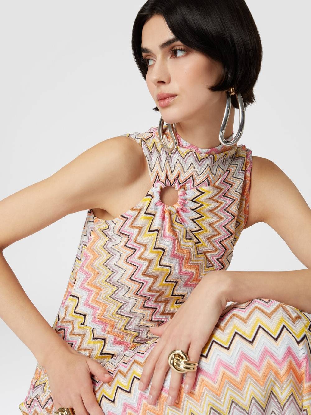 Missoni Abito lungo senza maniche con scollatura arricciata Vendita