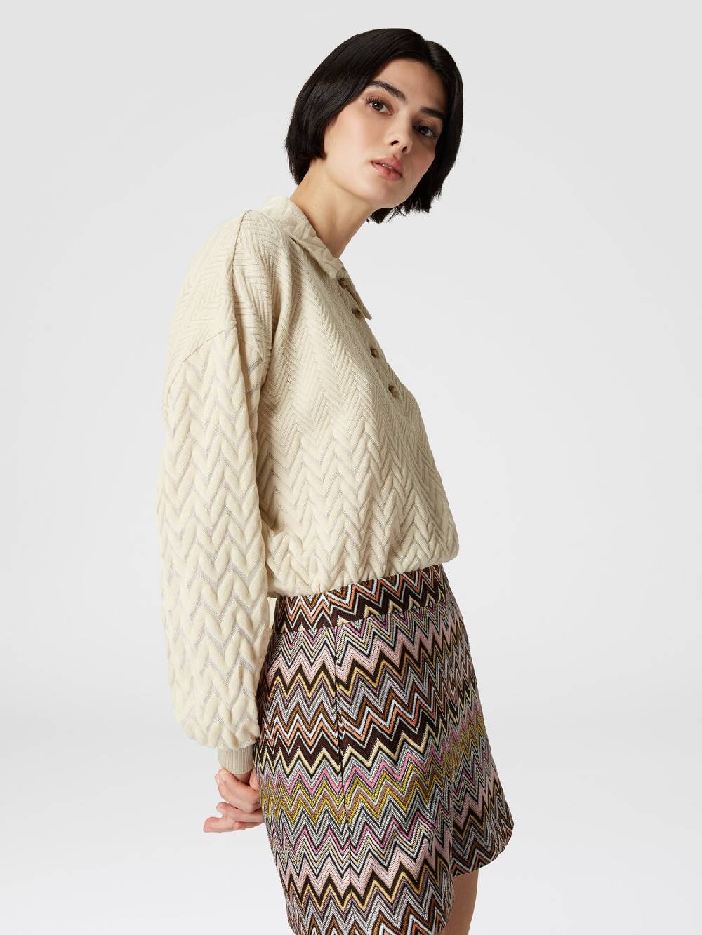 Missoni Polo a maniche lunghe con chevron tono su tono Promozione