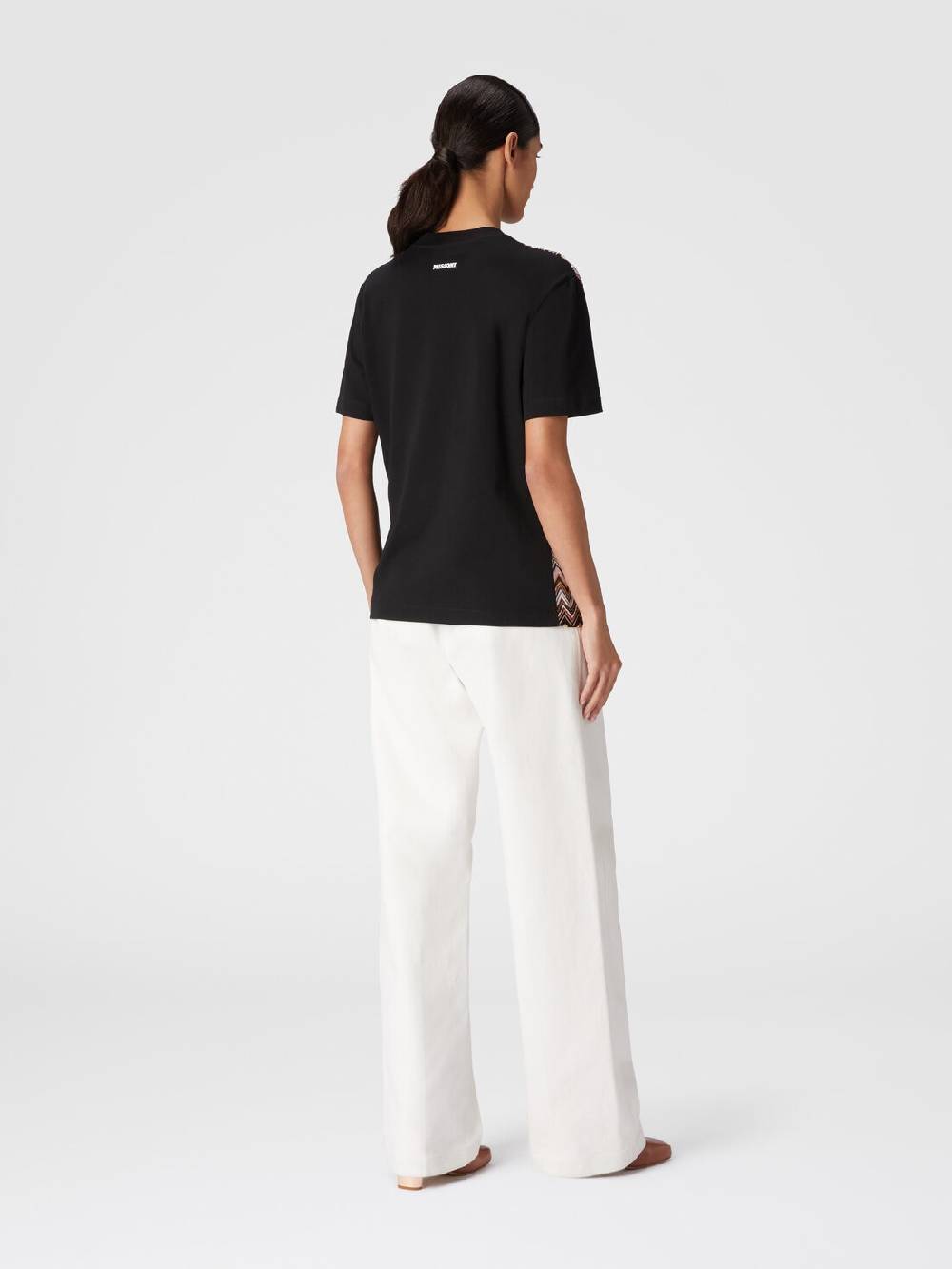 Missoni T-shirt in jersey di cotone con inserti chevron Soddisfazione Garantita