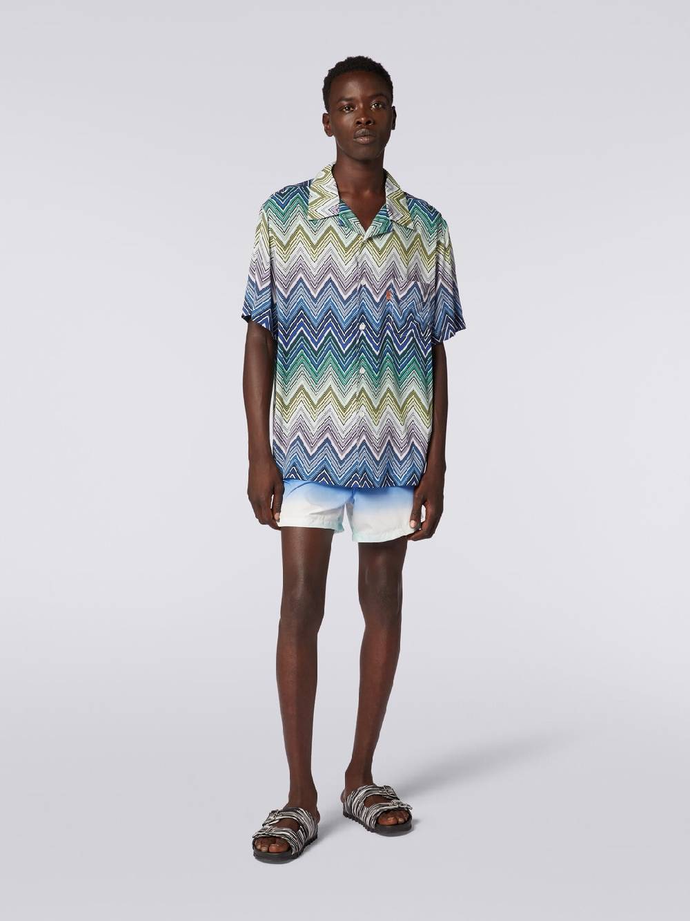 Missoni Camicia a maniche corte in viscosa con stampa macro zig zag Qualità Garantita