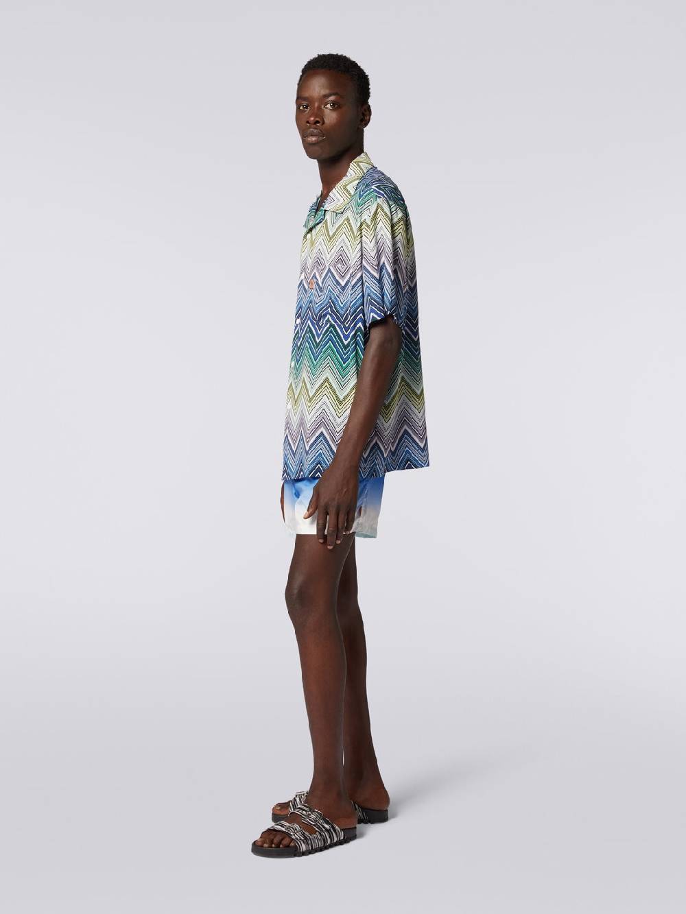 Missoni Camicia a maniche corte in viscosa con stampa macro zig zag Qualità Garantita
