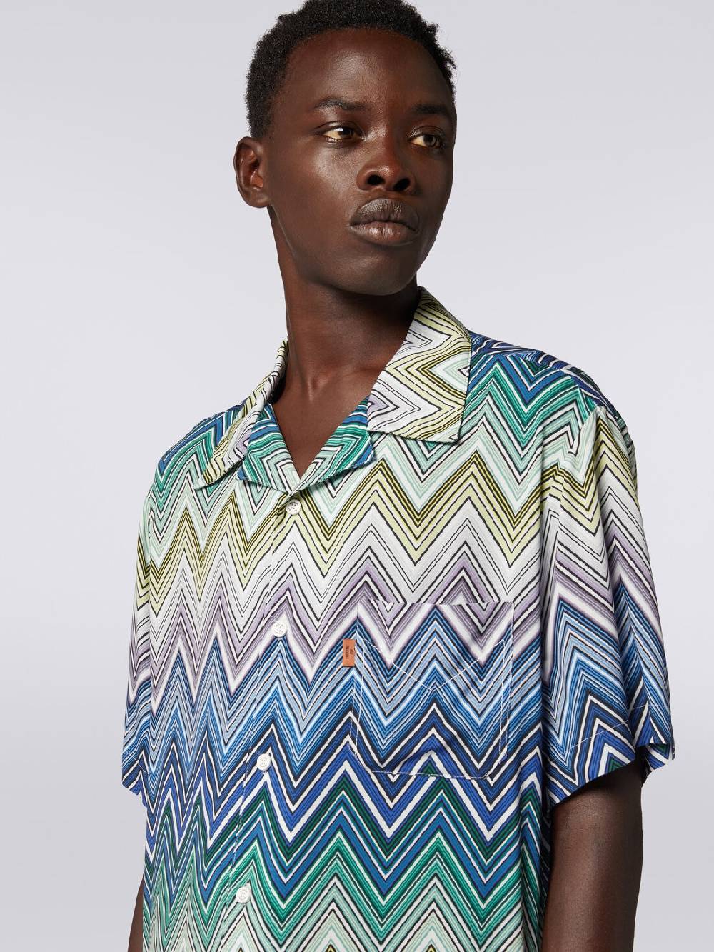 Missoni Camicia a maniche corte in viscosa con stampa macro zig zag Qualità Garantita