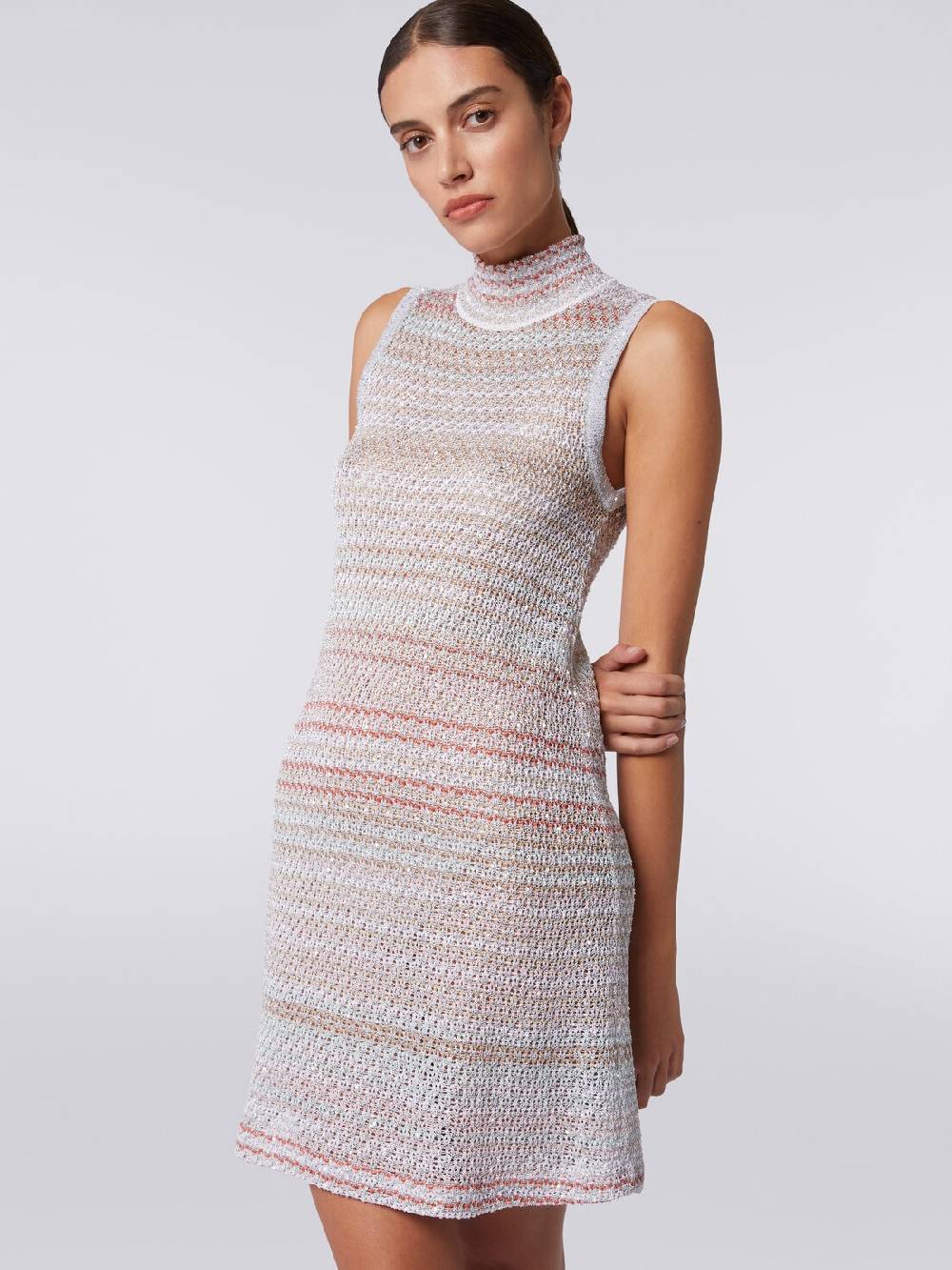 Missoni Mini-abito in maglia a rete con collo alto e applicazione di paillettes Affare Del Giorno