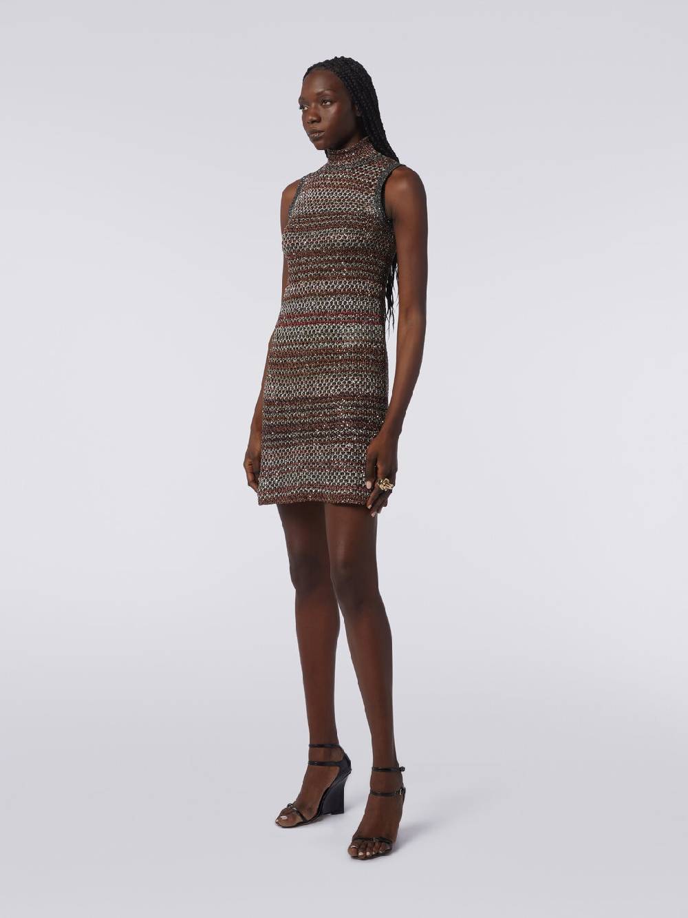 Missoni Mini-abito in maglia a rete con collo alto e applicazione di paillettes Prezzo Ridotto