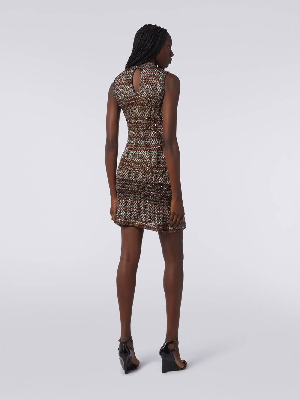 Missoni Mini-abito in maglia a rete con collo alto e applicazione di paillettes Prezzo Ridotto