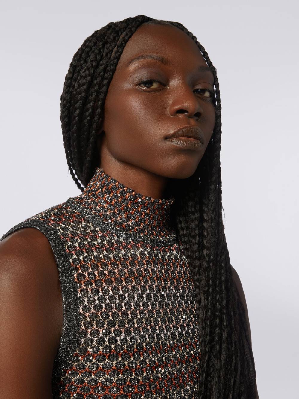 Missoni Mini-abito in maglia a rete con collo alto e applicazione di paillettes Prezzo Ridotto