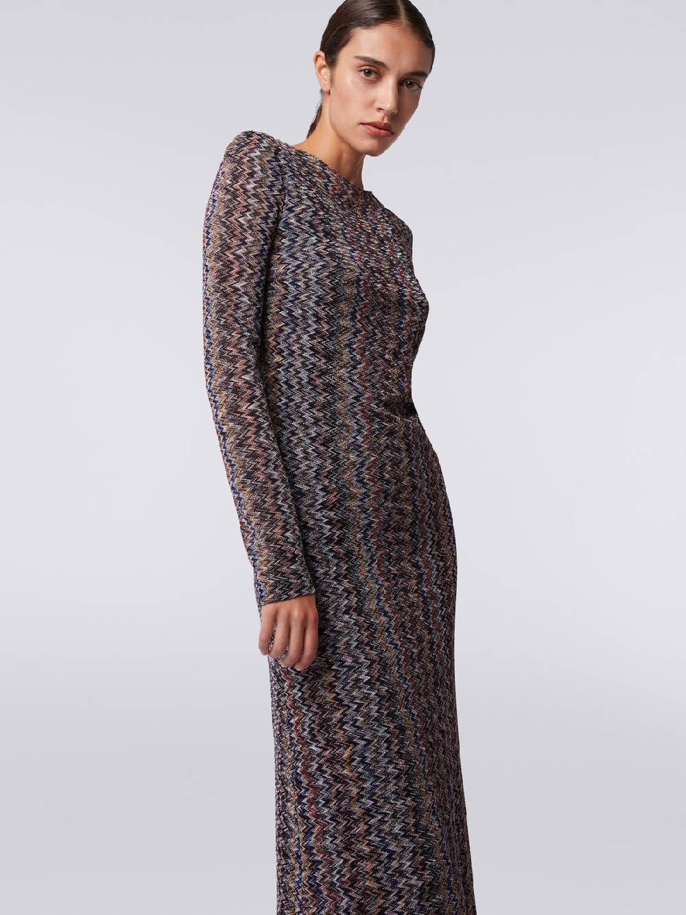 Missoni Abito lungo con scollatura a V posteriore in viscosa chevron con lurex Novità