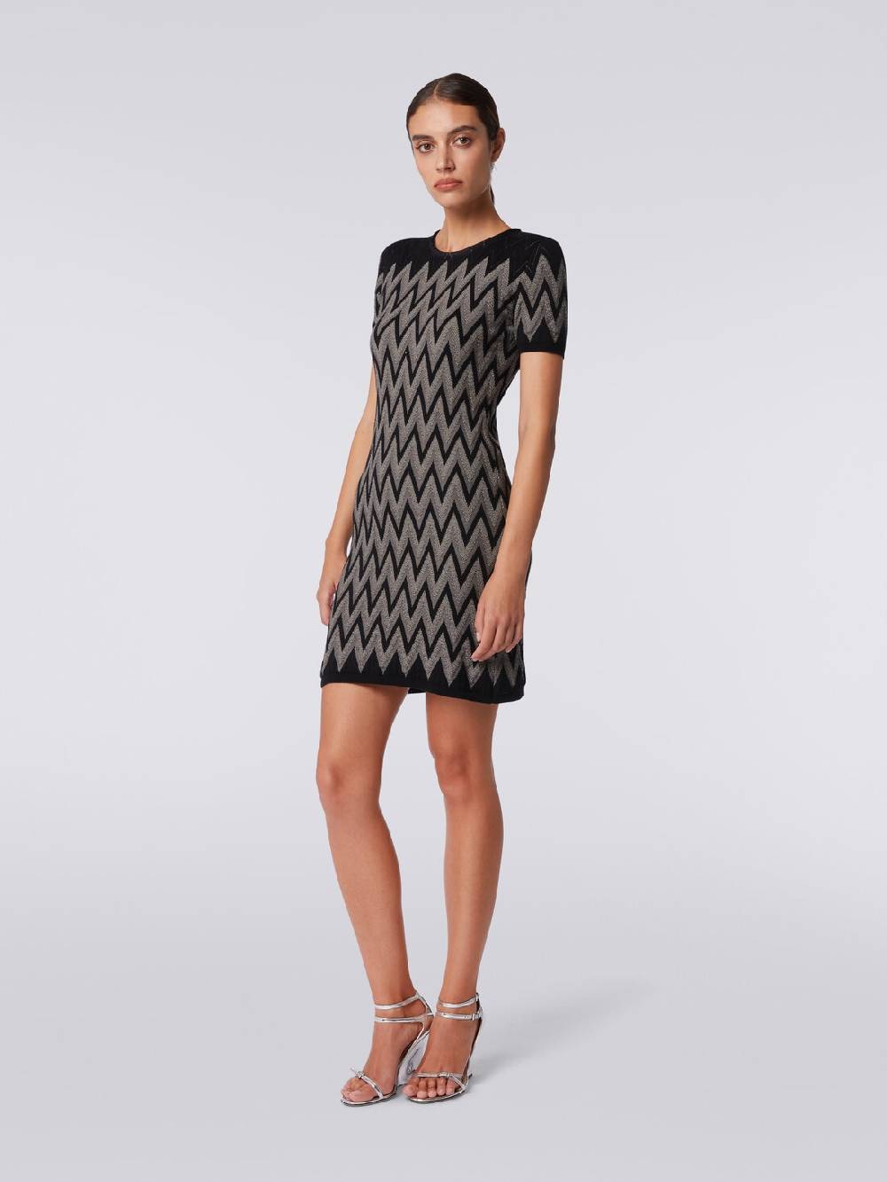Missoni Abito girocollo in cotone chevron con lurex Presa