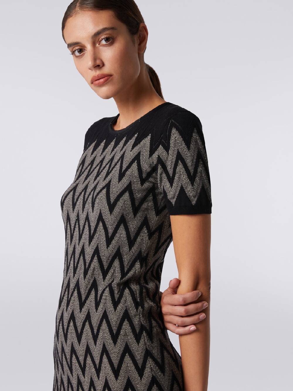 Missoni Abito girocollo in cotone chevron con lurex Presa