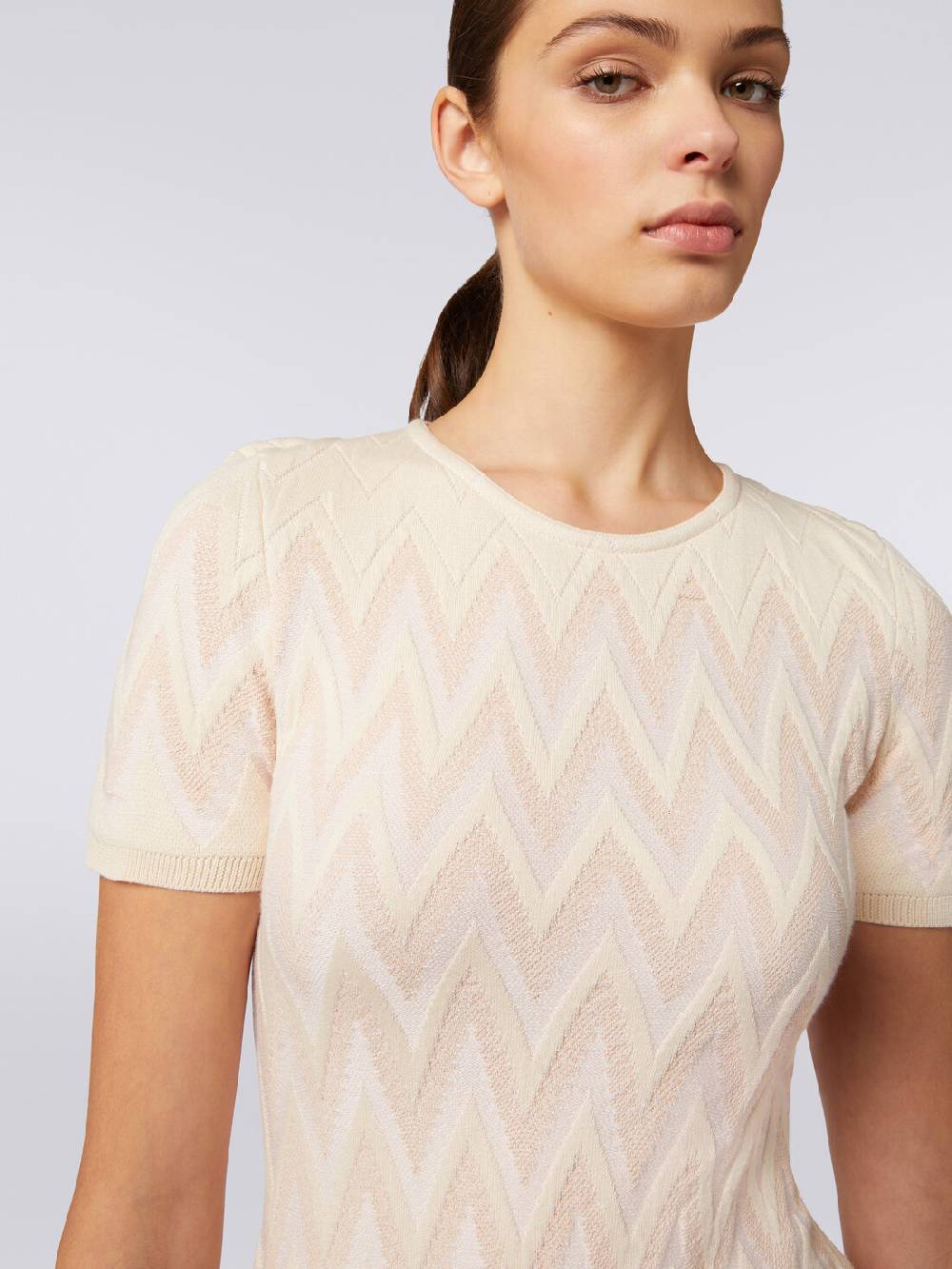 Missoni Abito girocollo in cotone chevron con lurex Sconto