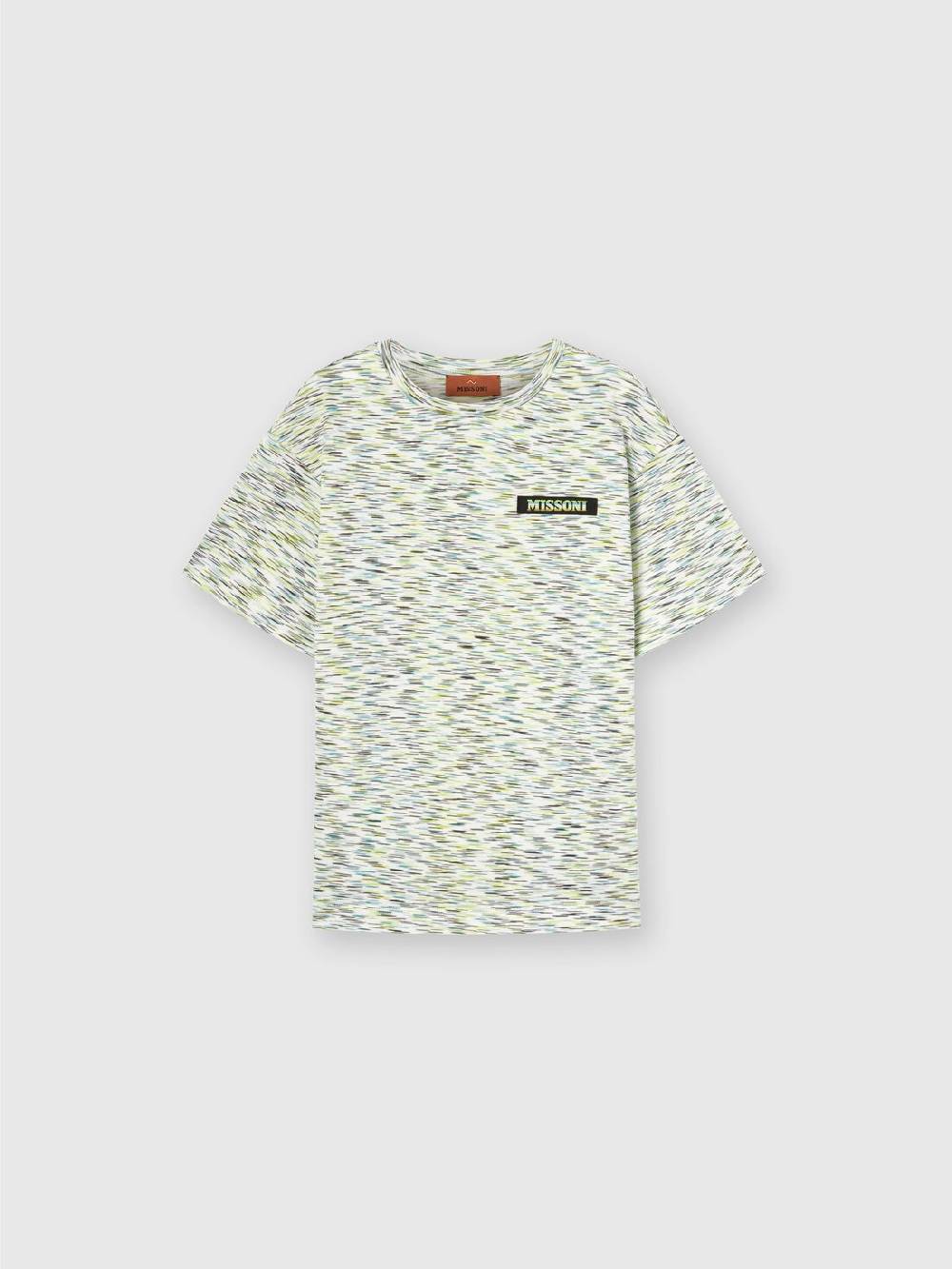 Missoni T-shirt in cotone fiammato con scritta logo Italia