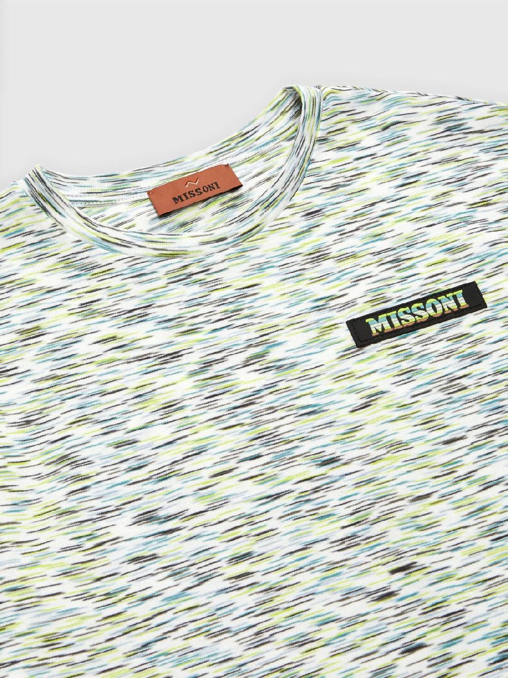 Missoni T-shirt in cotone fiammato con scritta logo Italia