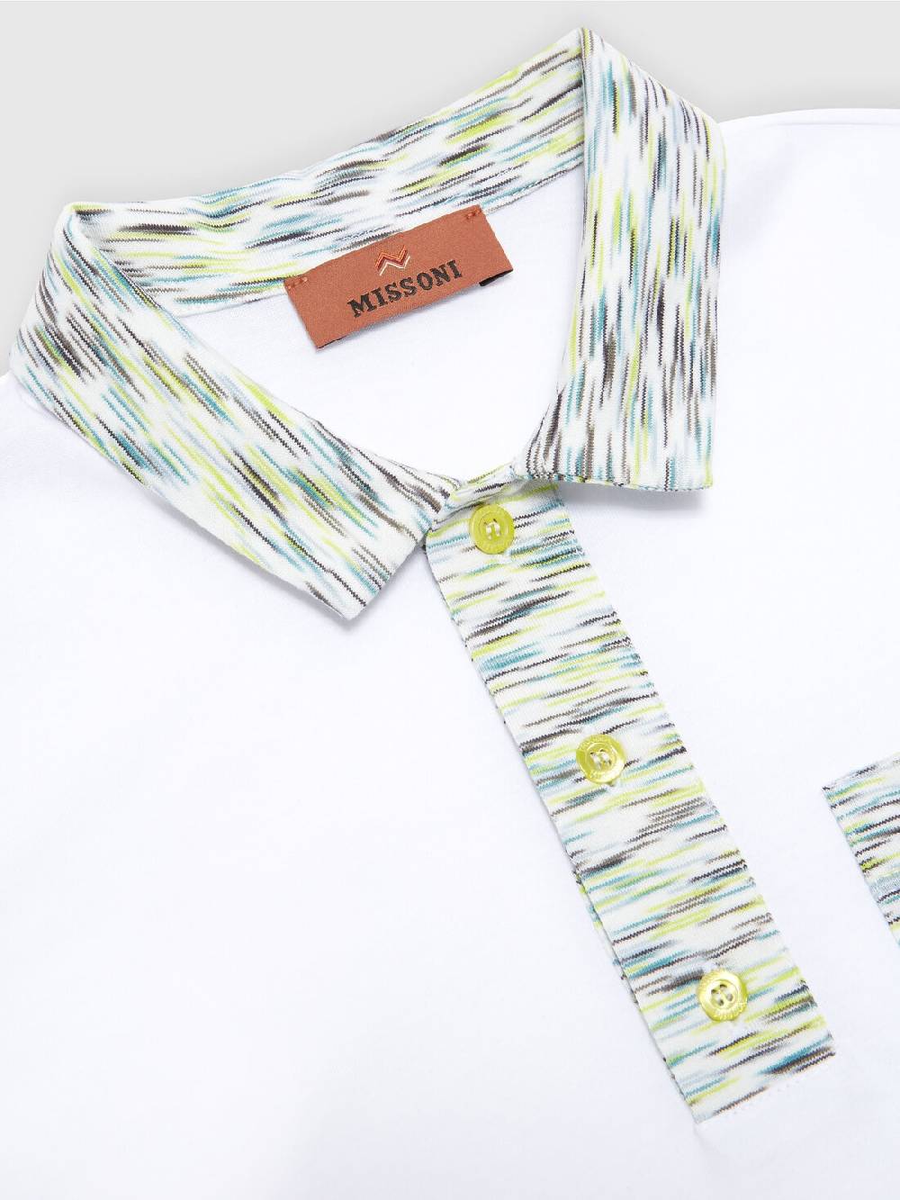 Missoni Polo a maniche corte in cotone con inserti fiammati 2025