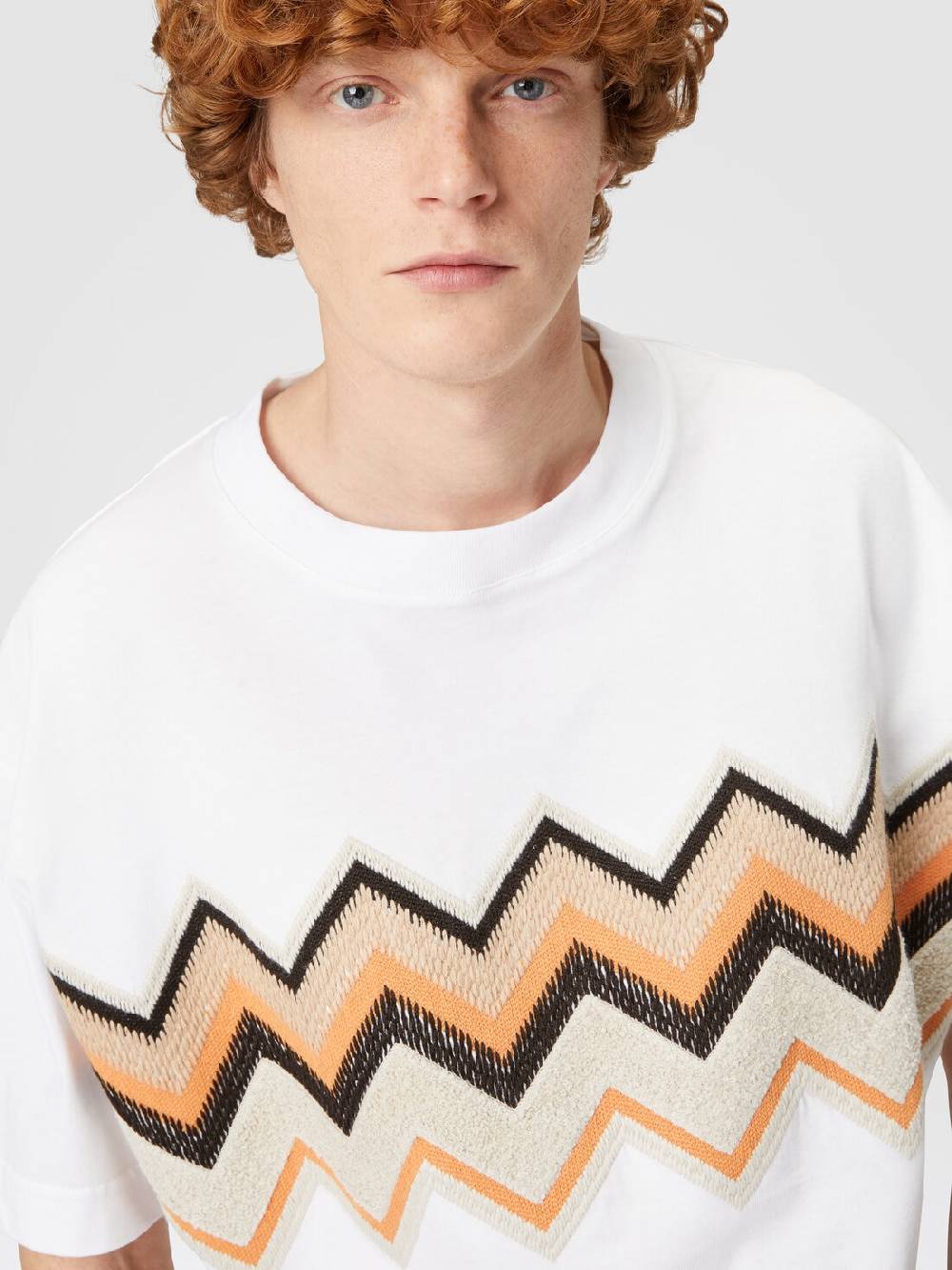 Missoni T-shirt in jersey di cotone con ricamo zig zag Consegna Veloce