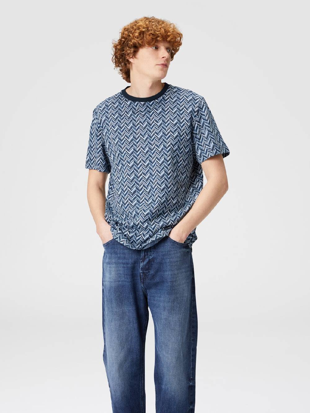 Missoni T-shirt in jersey di cotone jacquard zig zag Fino Al -60%