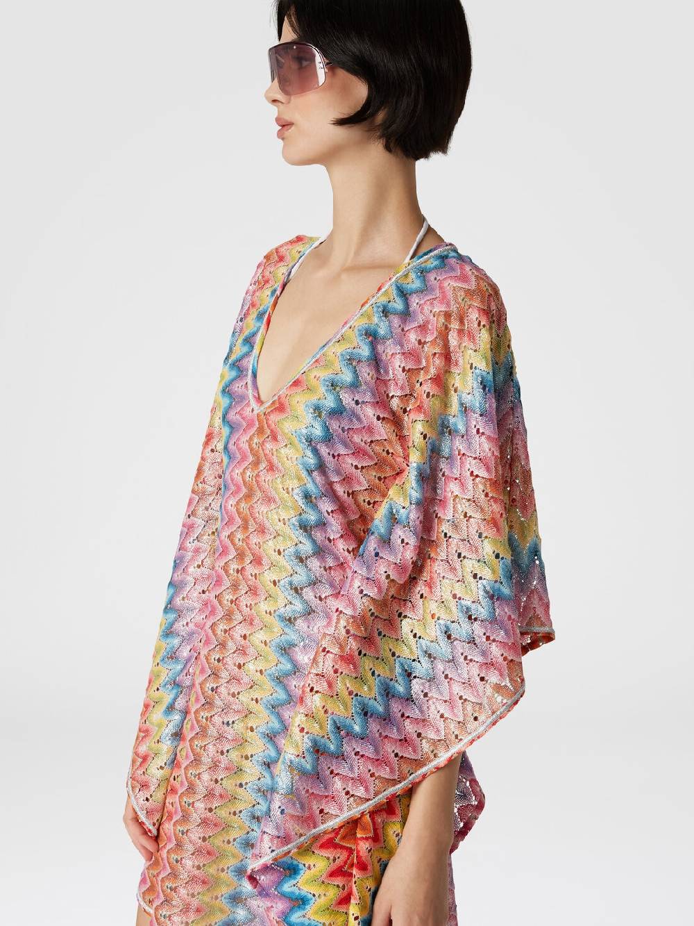 Missoni Caftano copricostume corto in pizzo spalmato Sottocosto
