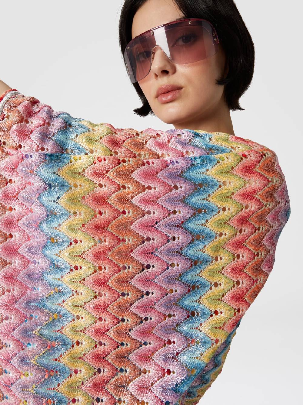 Missoni Caftano copricostume corto in pizzo spalmato Sottocosto